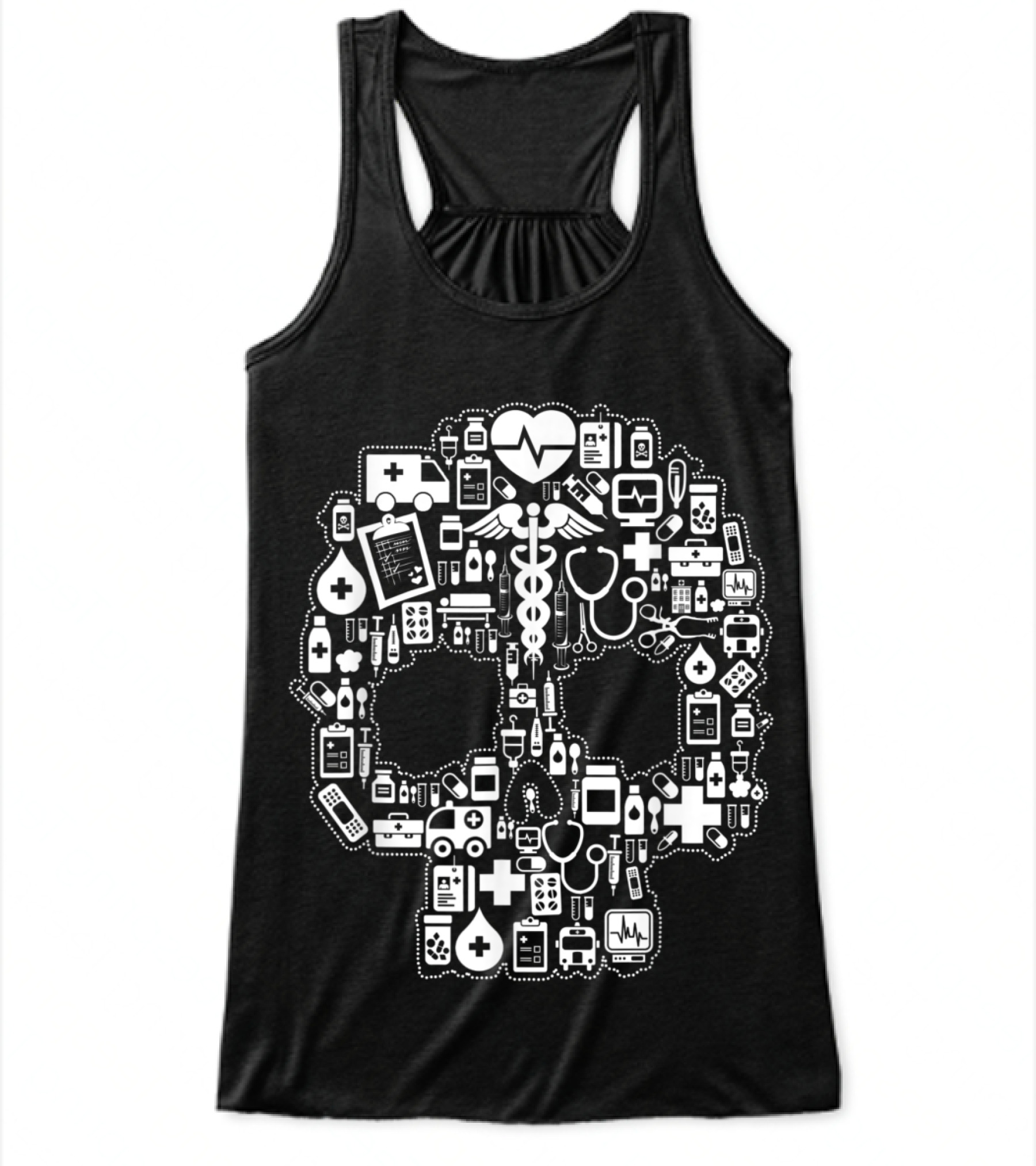Nurse Sugar Skull Flowy Tank Top