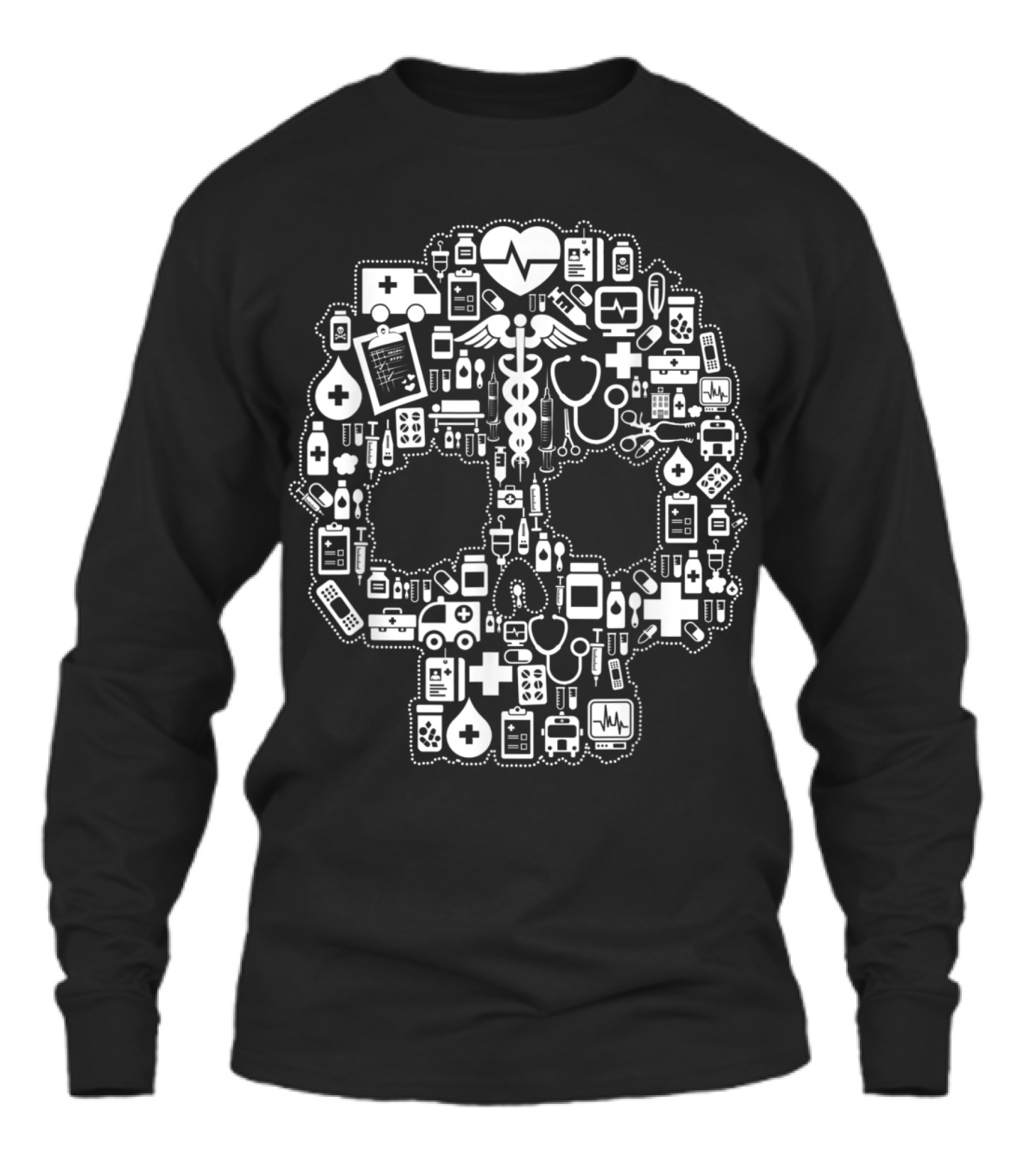 Nurse Sugar Skull Unisex Long Sleeve