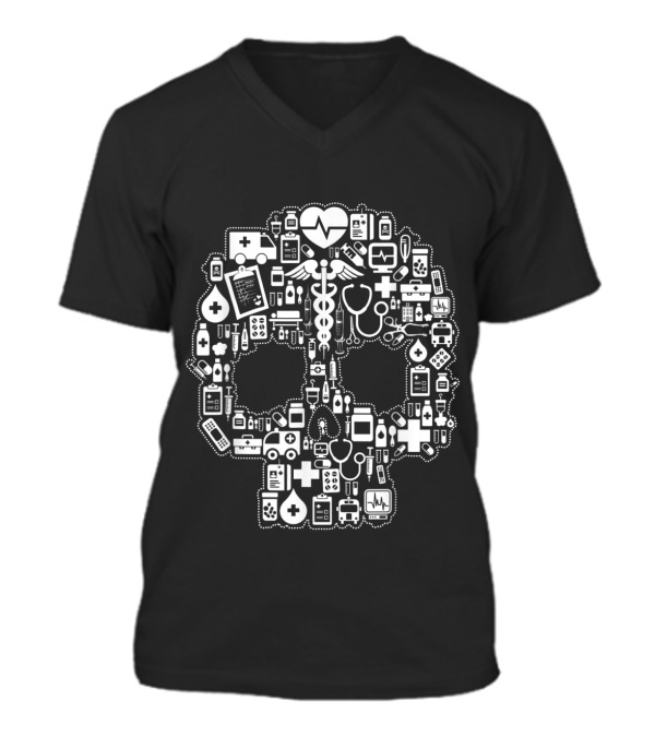 Nurse Sugar Skull V-Neck Unisex T-Shirt Nurse Sugar Skull V-Neck Unisex T-Shirt