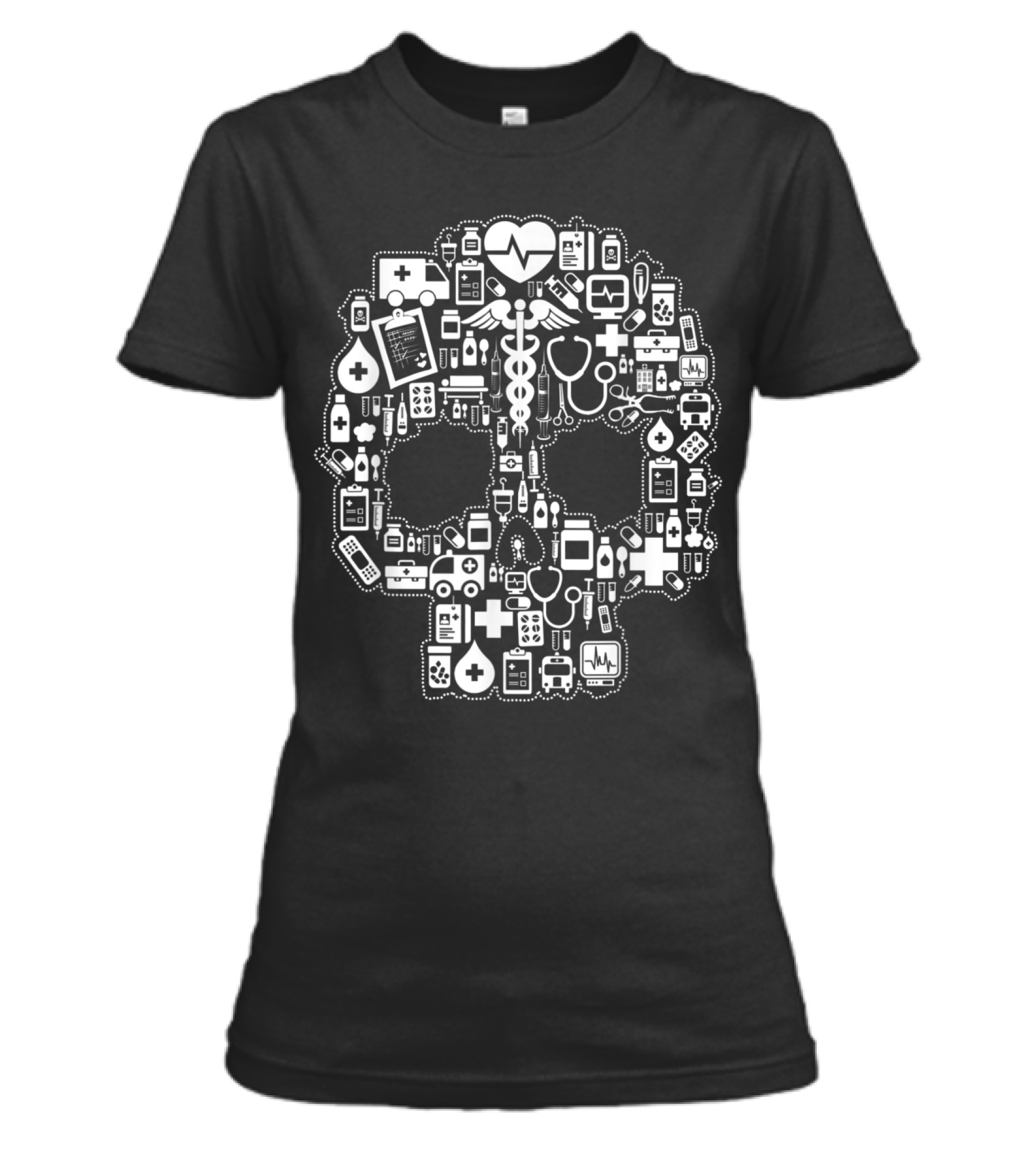 Nurse Sugar Skull Womens T-Shirt