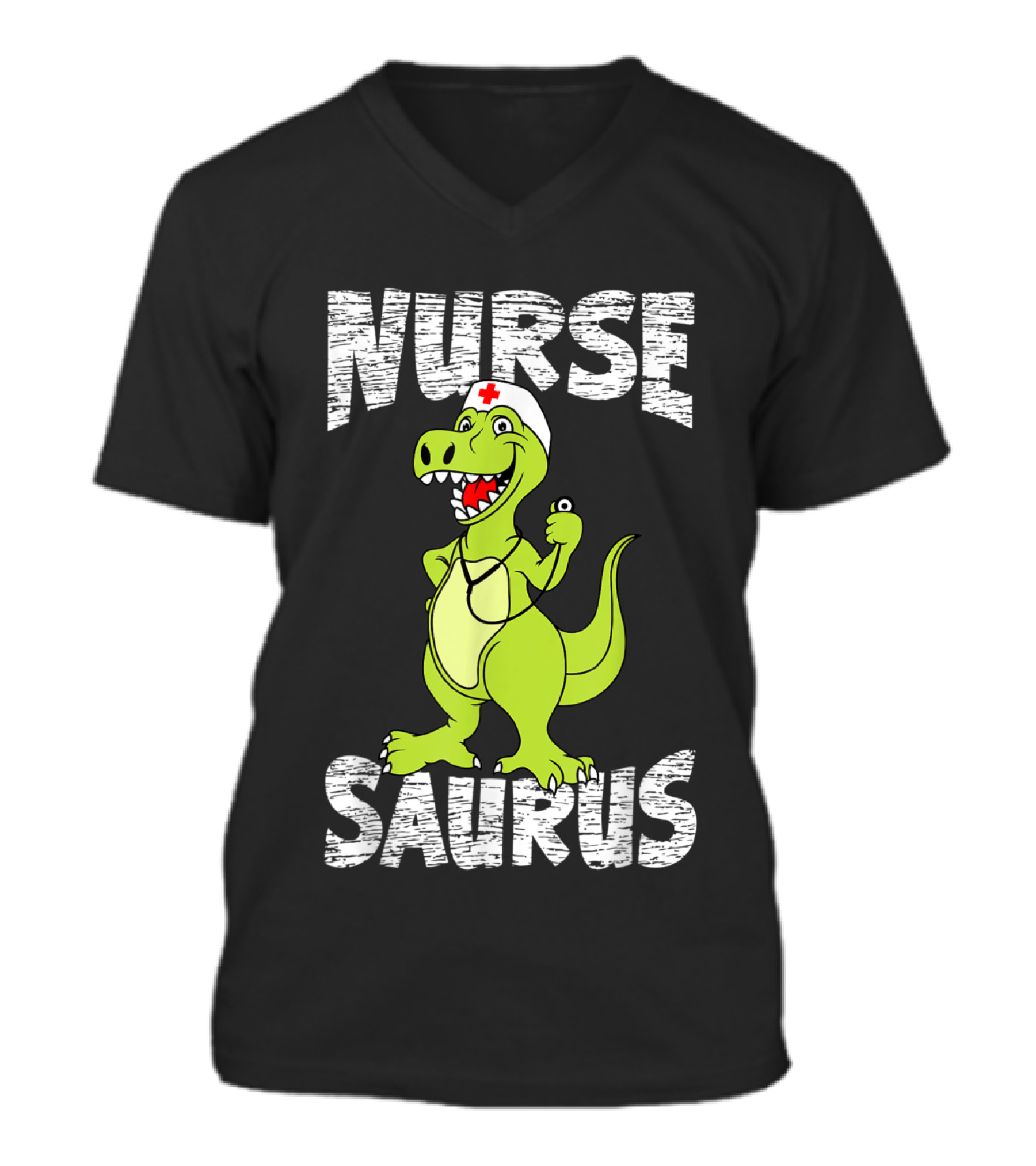 NurseSaurus Nurse for RN LPN V-Neck Unisex T-Shirt