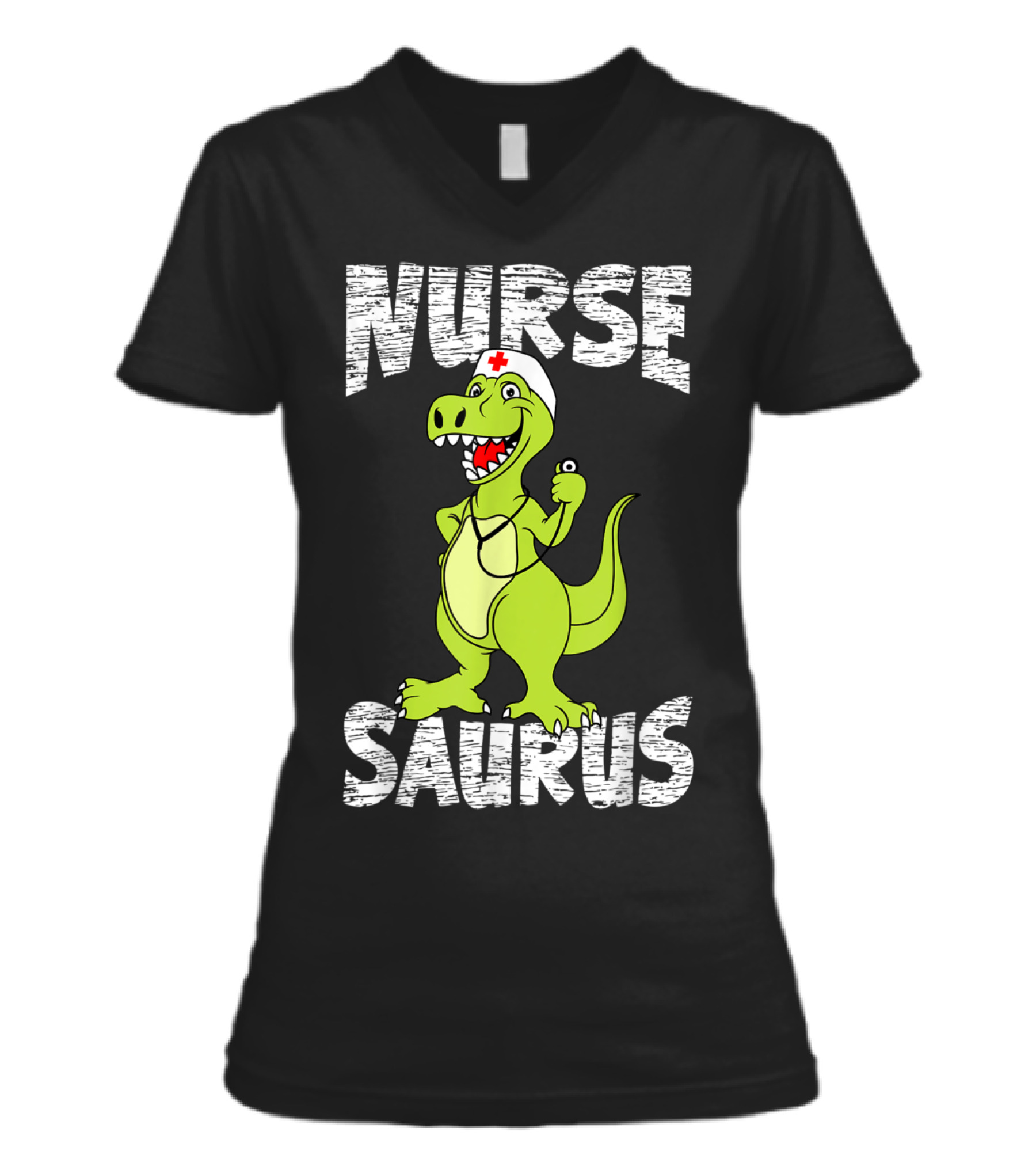NurseSaurus Nurse for RN LPN V-Neck Womens T-Shirt