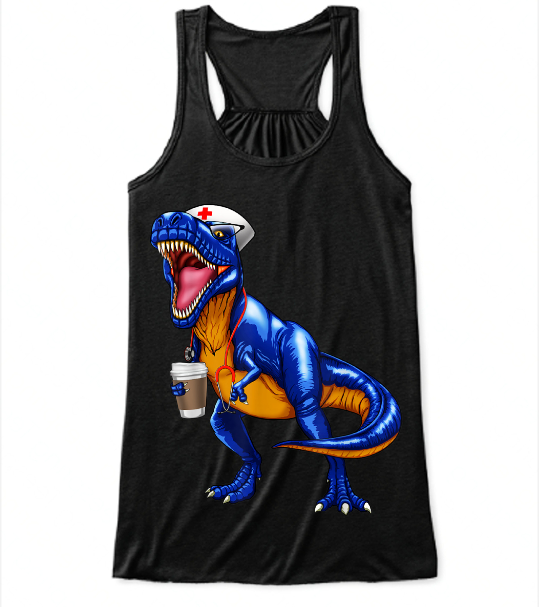Nursesaurus T rex Coffee T Nurse Sauru Flowy Tank Top