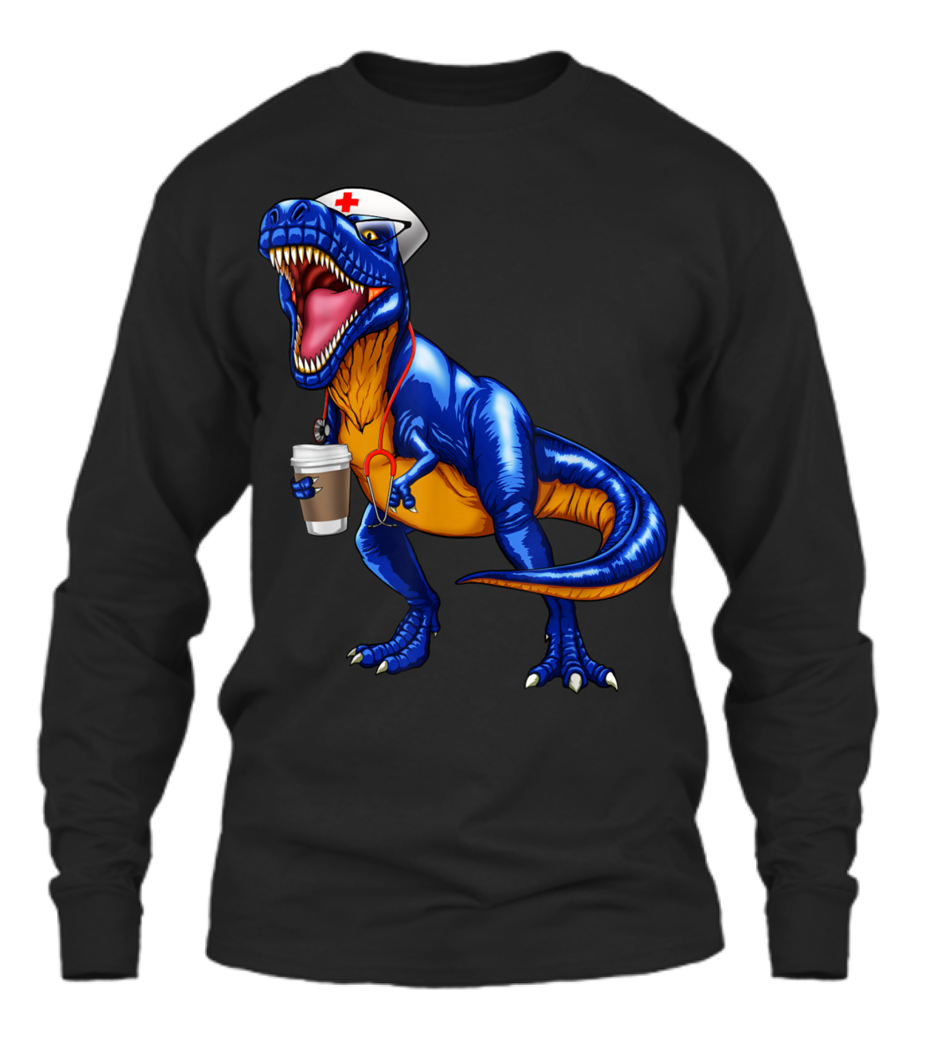 Nursesaurus T rex Coffee T Nurse Sauru Unisex Long Sleeve
