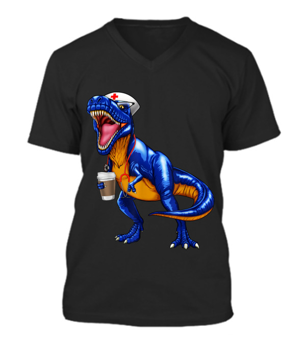 Nursesaurus T rex Coffee T Nurse Sauru V-Neck Unisex T-Shirt Nursesaurus T rex Coffee T Nurse Sauru V-Neck Unisex T-Shirt