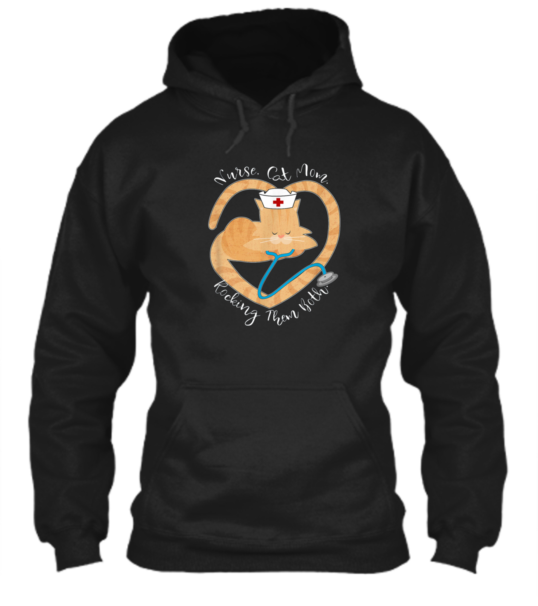 Nurse - Cat Mom - Rocking Them Both Funny Hoodie