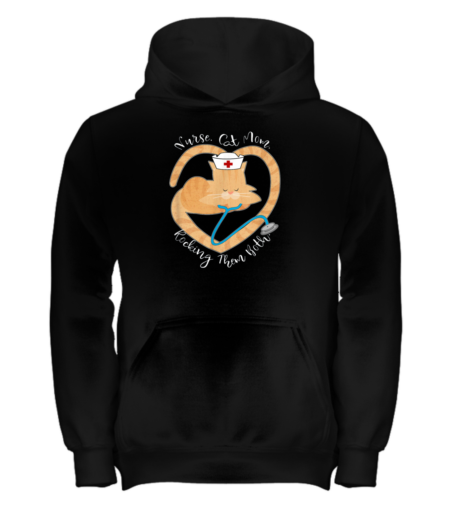 Nurse - Cat Mom - Rocking Them Both Funny Kids Hoodie