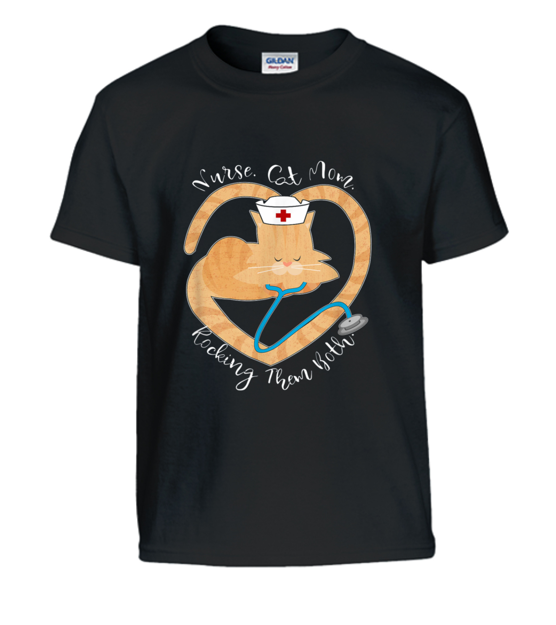 Nurse - Cat Mom - Rocking Them Both Funny Kids T-Shirt