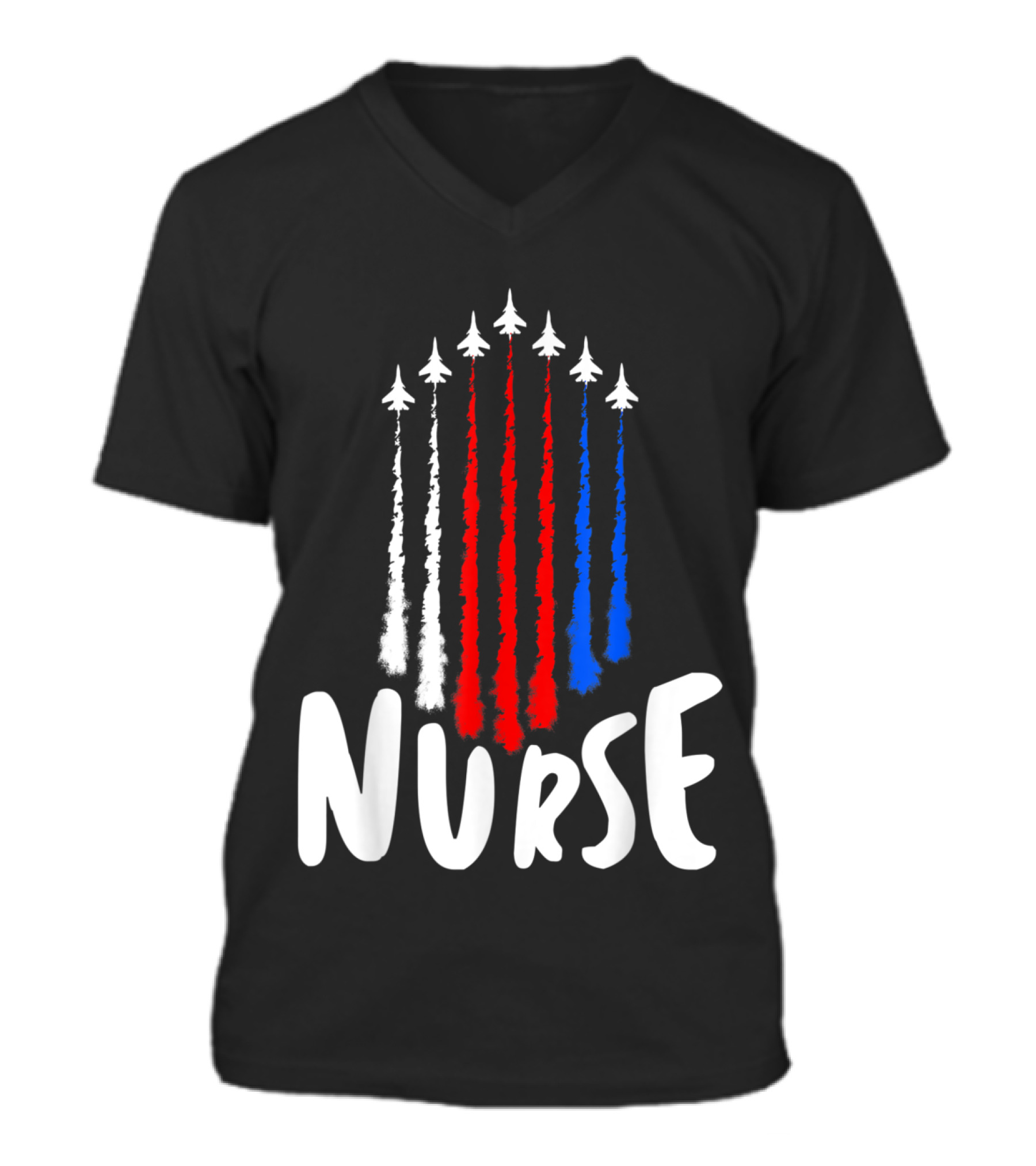 Nurse 4th of July American Flag Pat V-Neck Unisex T-Shirt