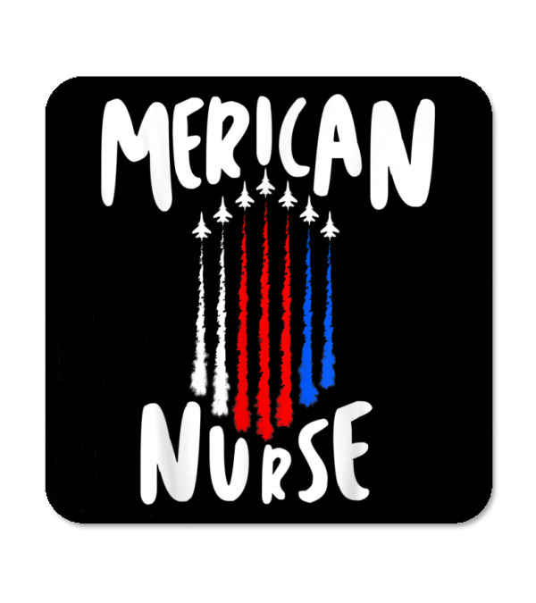 Nurse 4th of July Red White Blue Ai Coaster Nurse 4th of July Red White Blue Ai Coaster
