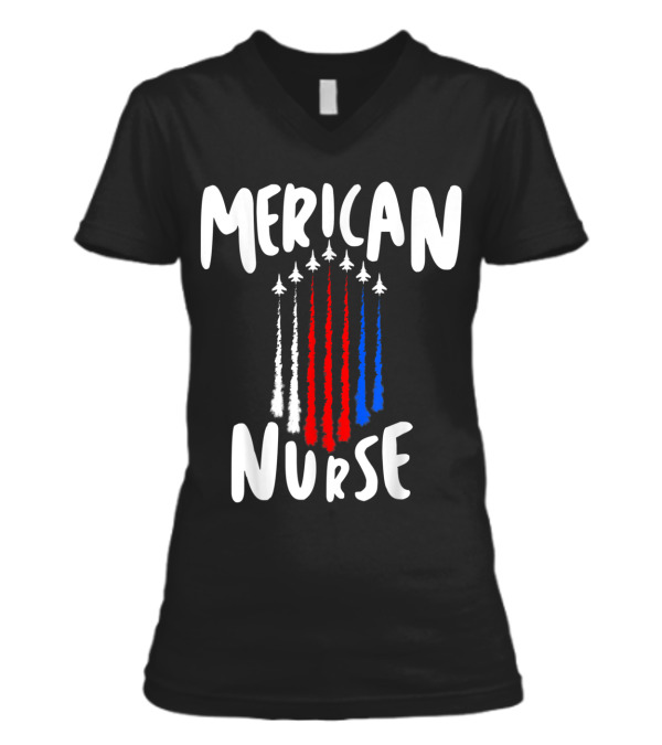Nurse 4th of July Red White Blue Ai V-Neck Womens T-Shirt Nurse 4th of July Red White Blue Ai V-Neck Womens T-Shirt