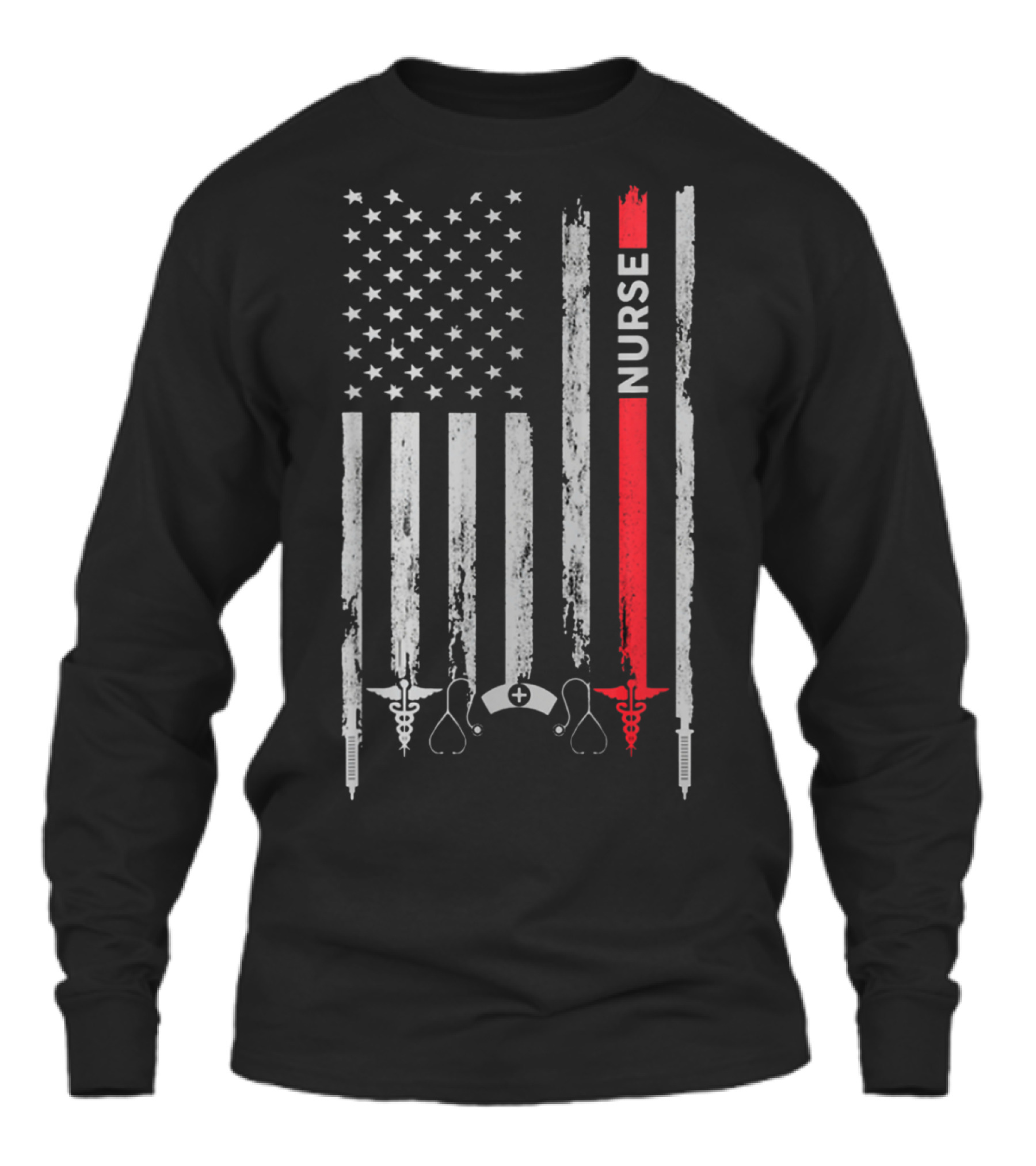Nurse American Flag T Gif Unisex Long Sleeve