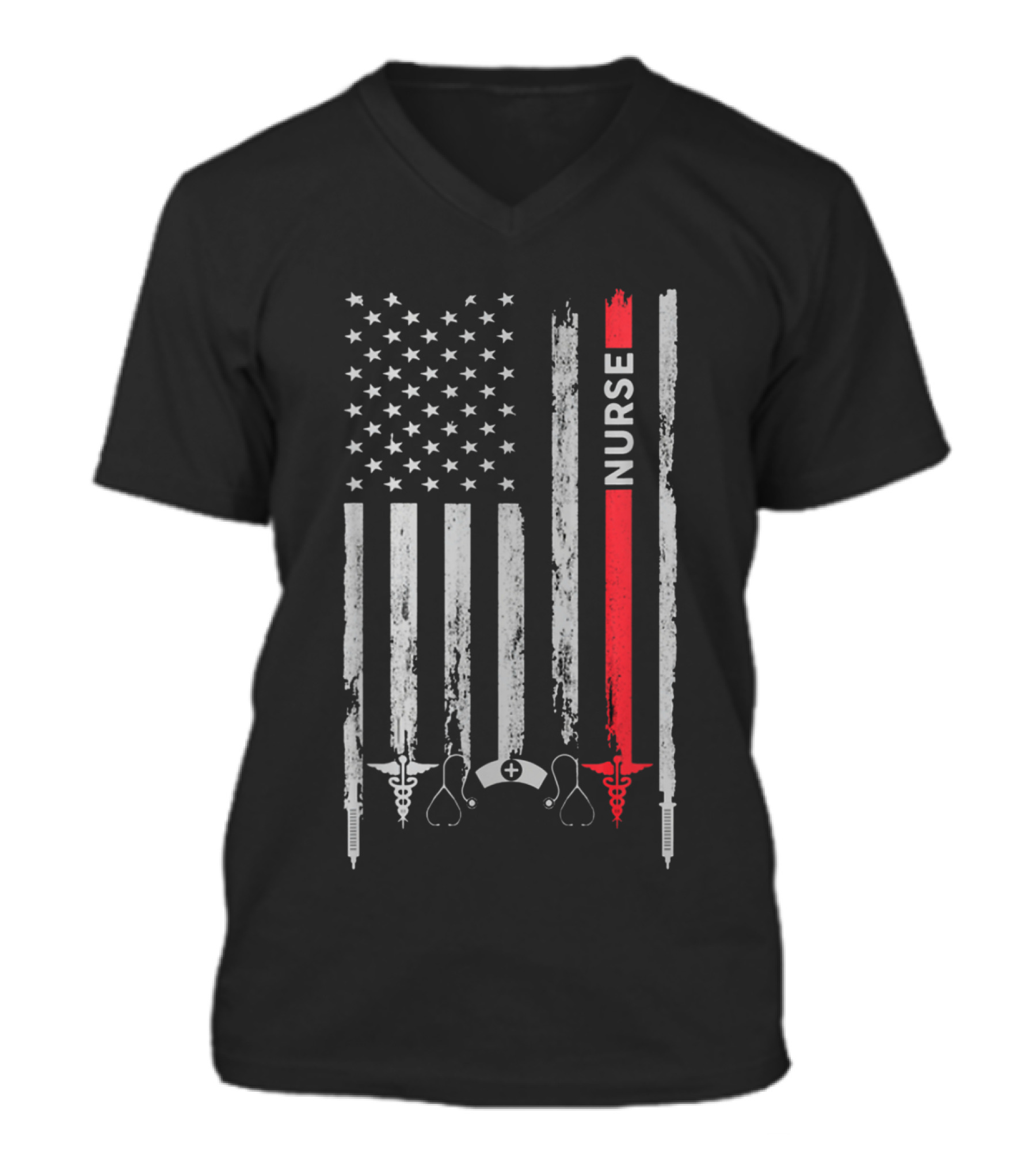 Nurse American Flag T Gif V-Neck Unisex T-Shirt