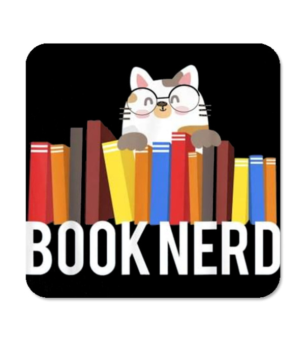 Book Nerd Cat Lovers Cute...Coaster Book Nerd Cat Lovers Cute...Coaster