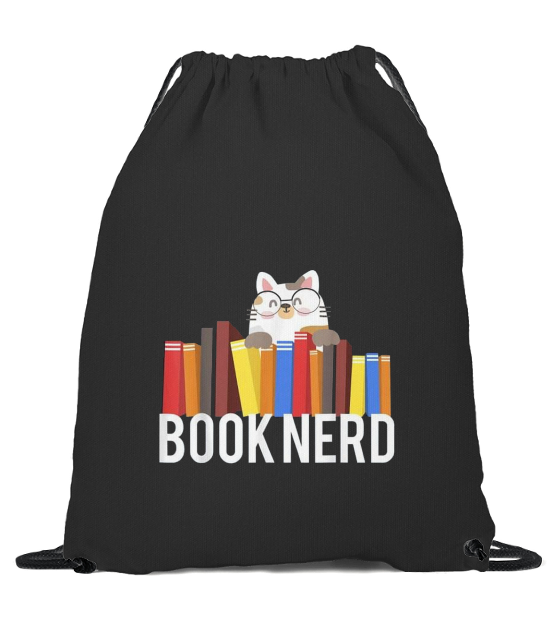 Book Nerd Cat Lovers Cute and Funny Rea Drawstring Bag
