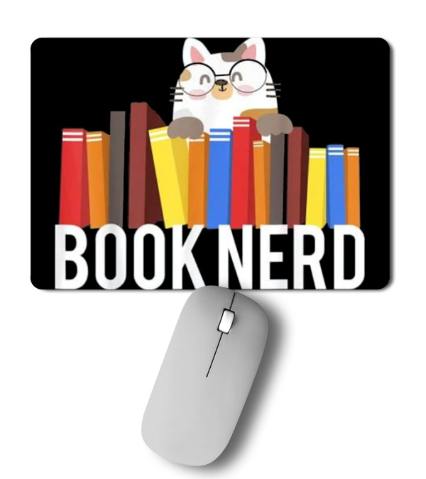 Book Nerd Cat Lovers Cute and Funny Rea Mousepad Book Nerd Cat Lovers Cute and Funny Rea Mousepad