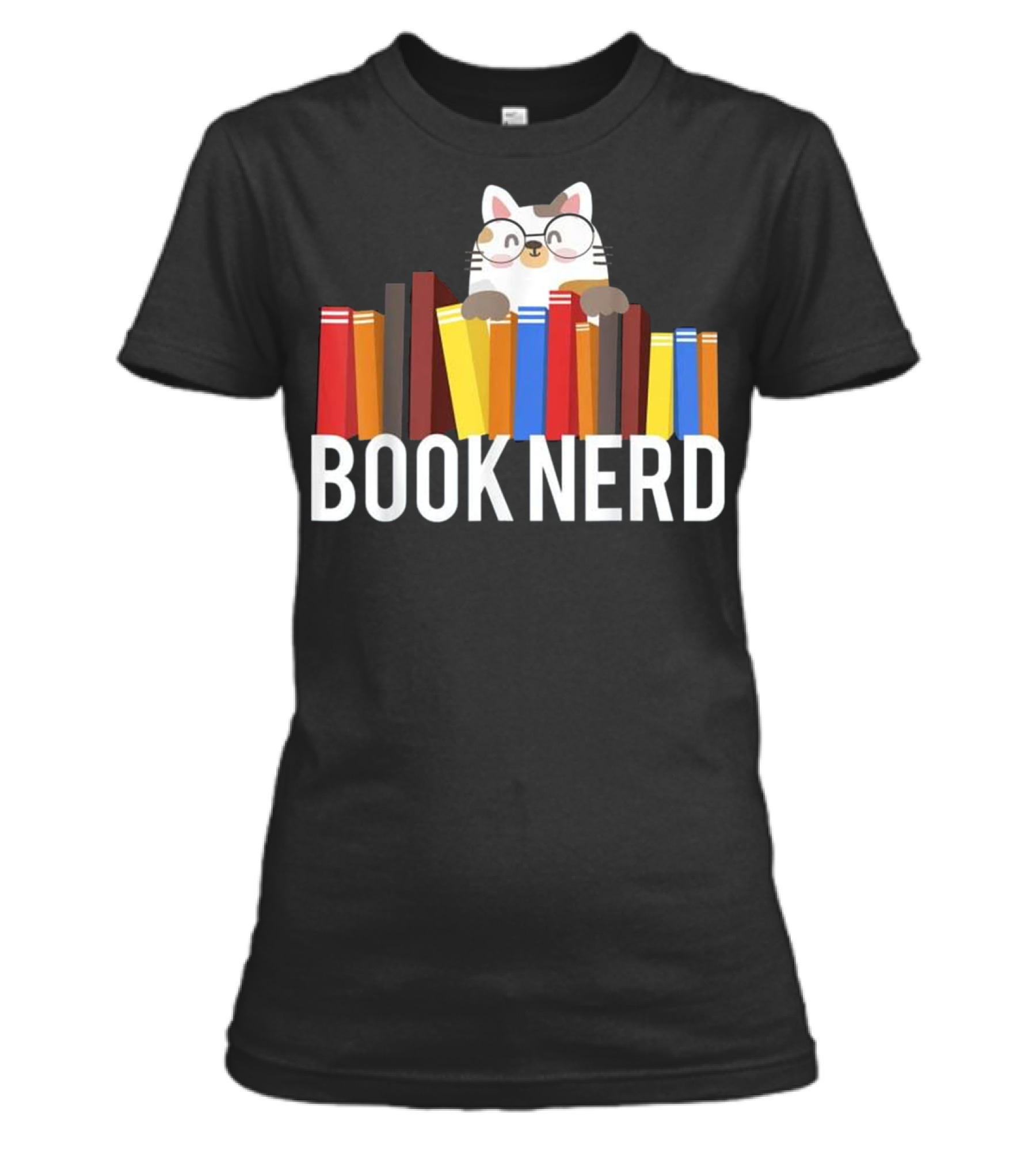Book Nerd Cat Lovers Cute...Womens T-Shirt 