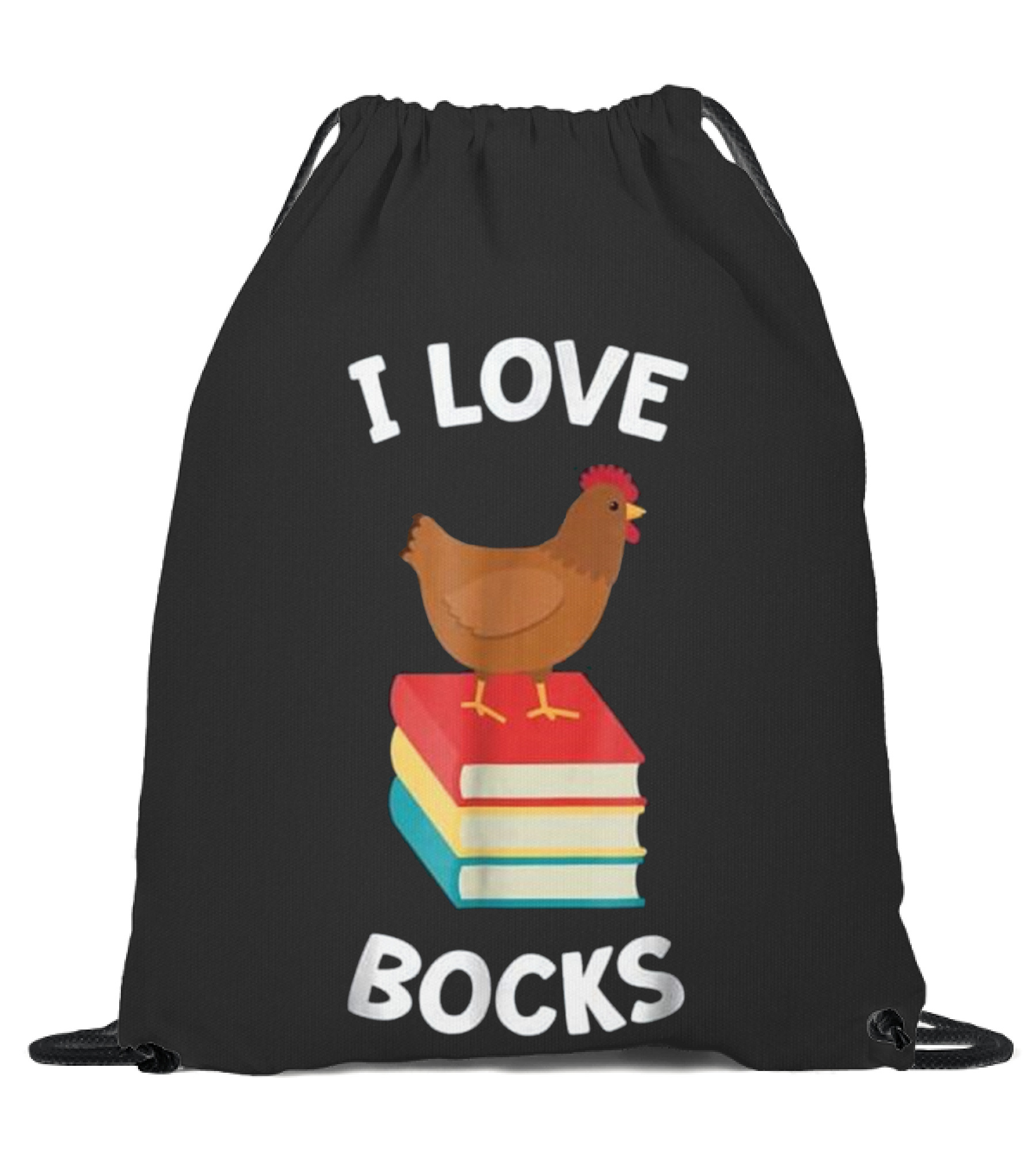 Book Funny Chicken Reading I Love Bock Drawstring Bag