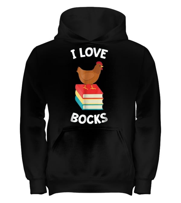 Book Funny Chicken Reading I Love Bock Kids Hoodie Book Funny Chicken Reading I Love Bock Kids Hoodie