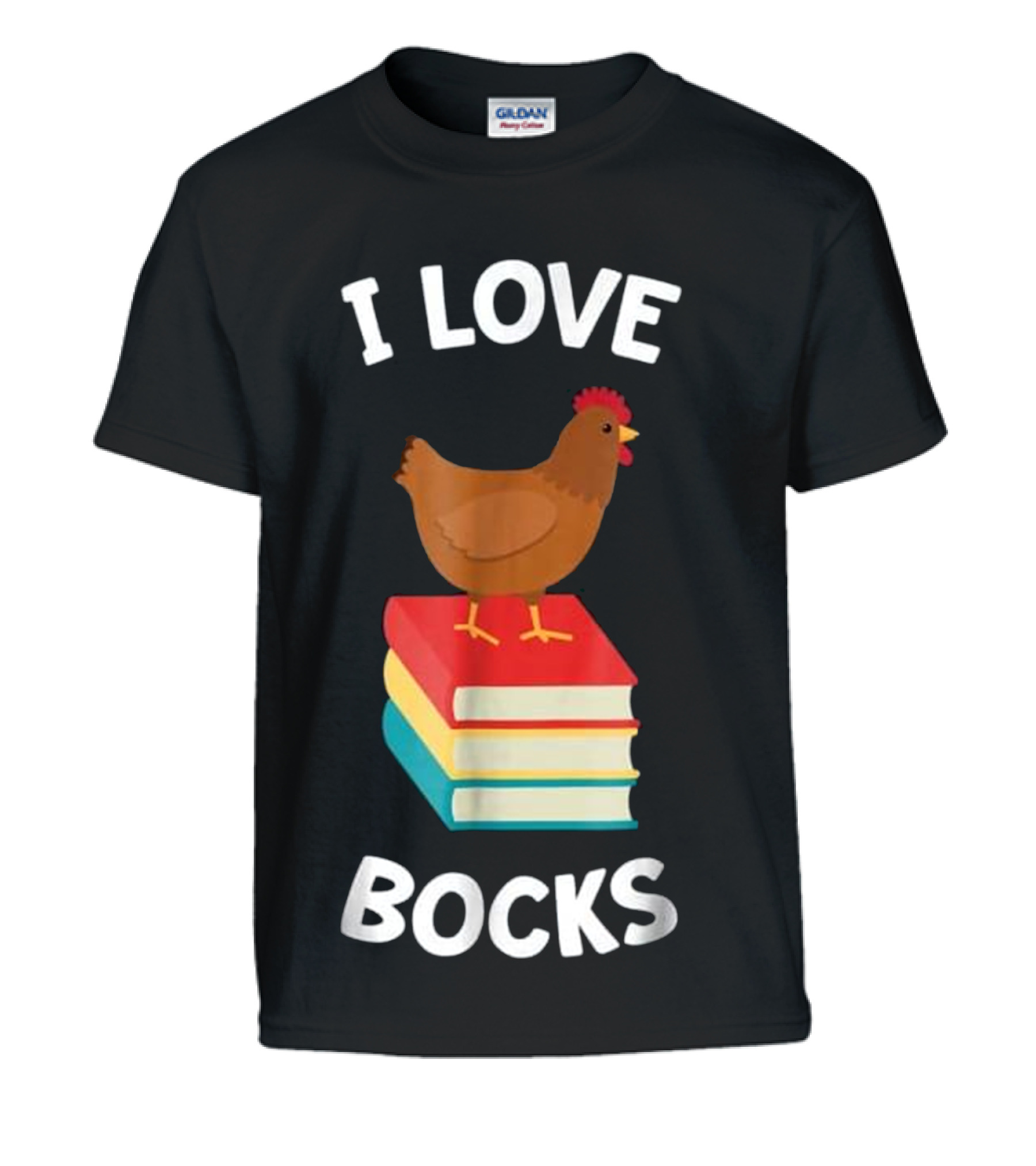 Book Funny Chicken Reading I Love Bock Kids T-Shirt