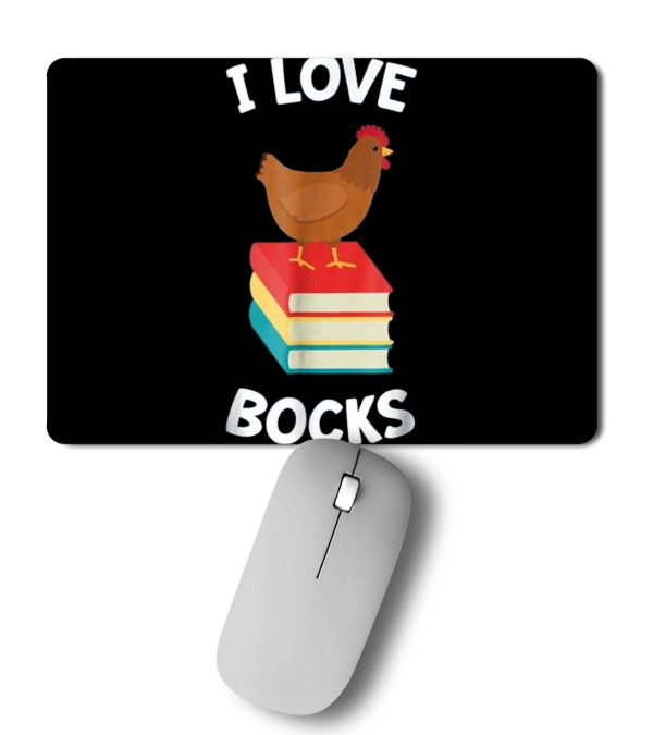 Book Funny Chicken Reading I Love Bock Mousepad Book Funny Chicken Reading I Love Bock Mousepad
