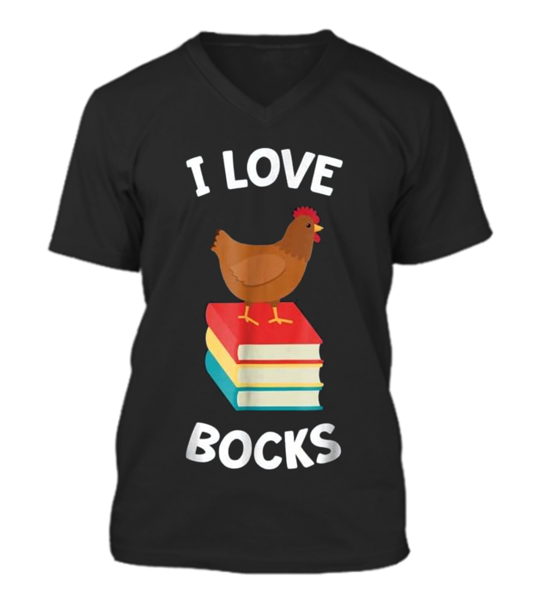 Book Funny Chicken Readin...V-Neck Unisex T-Shirt 
