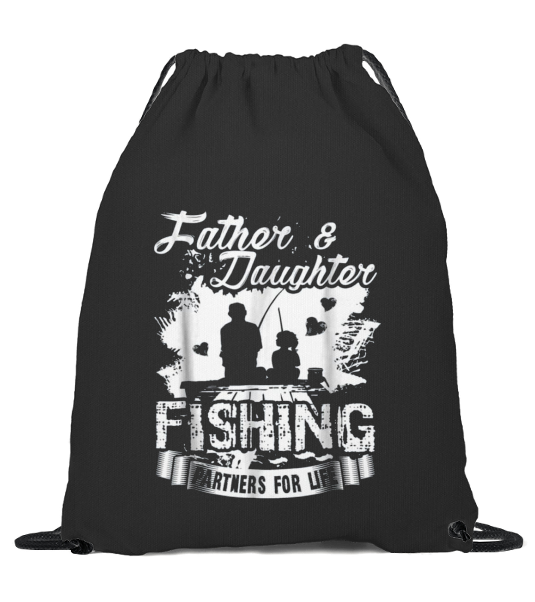 Father And Daughter Fishi...Drawstring Bag 