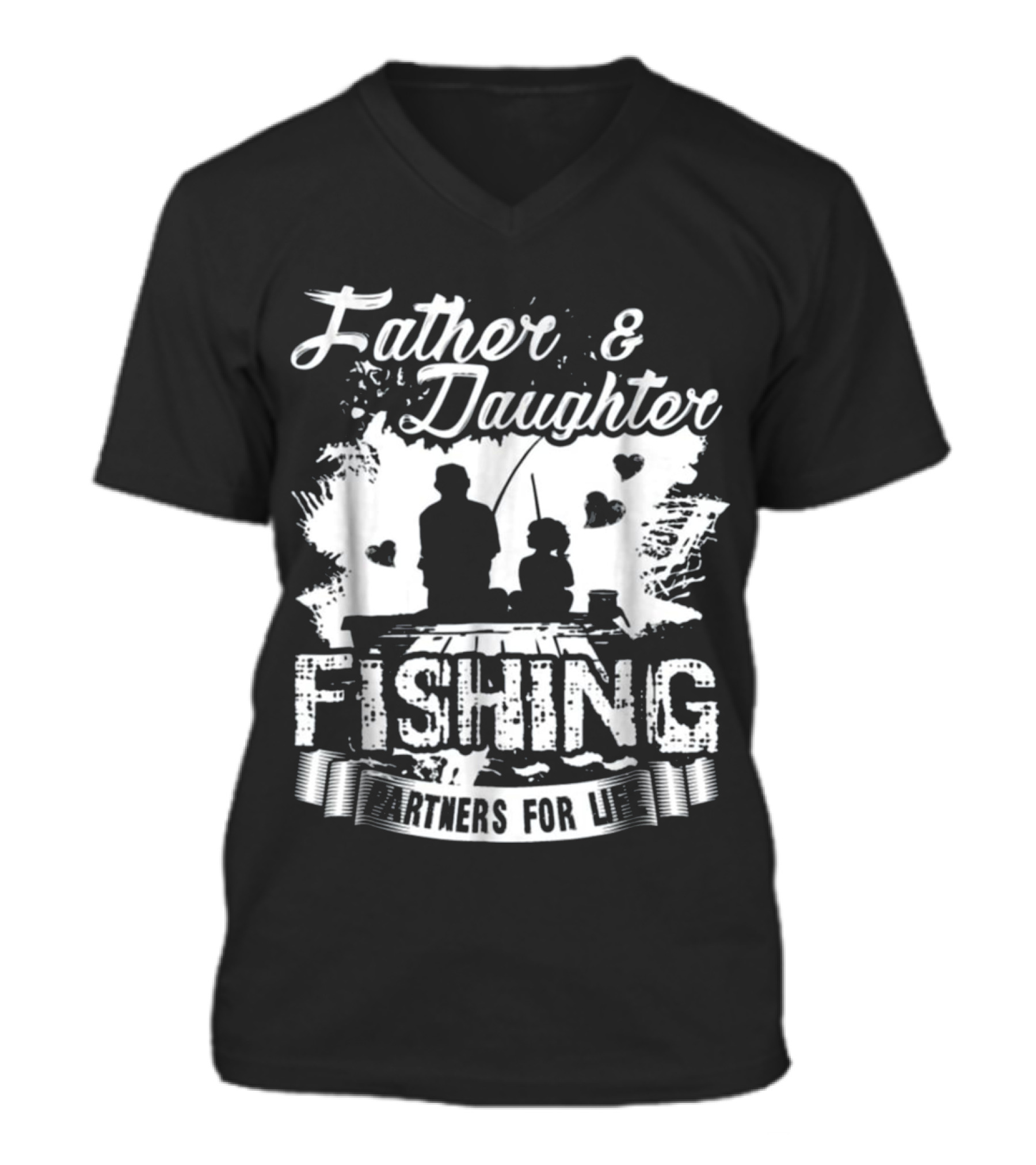 Father And Daughter Fishi...V-Neck Unisex T-Shirt 