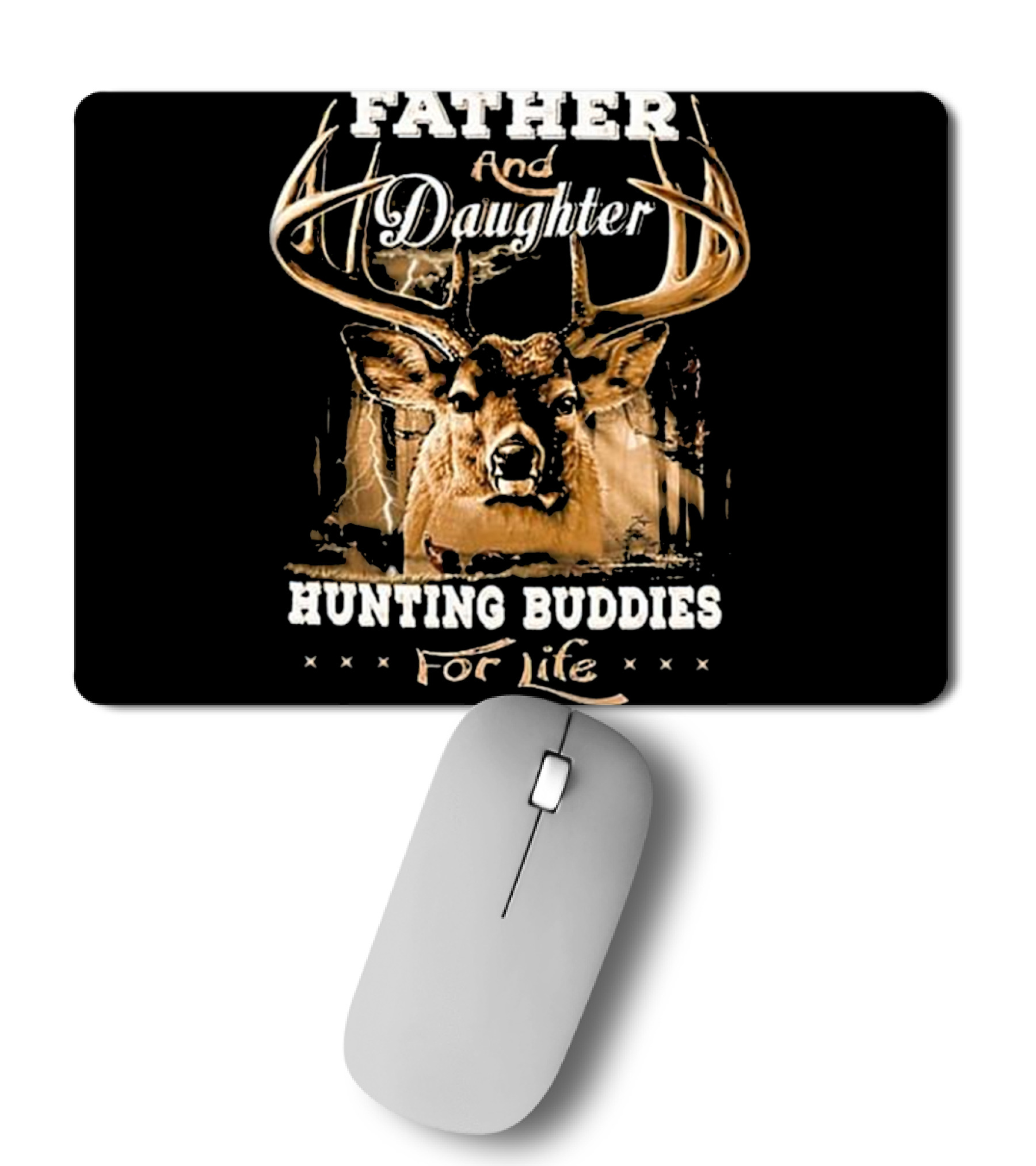 Father and daughter hunti...Mousepad 