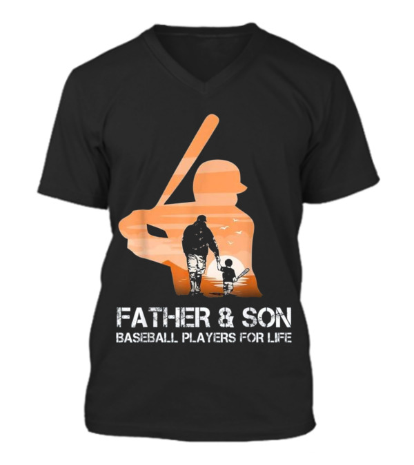 Father And Son Baseball Players For Li V-Neck Unisex T-Shirt Father And Son Baseball Players For Li V-Neck Unisex T-Shirt