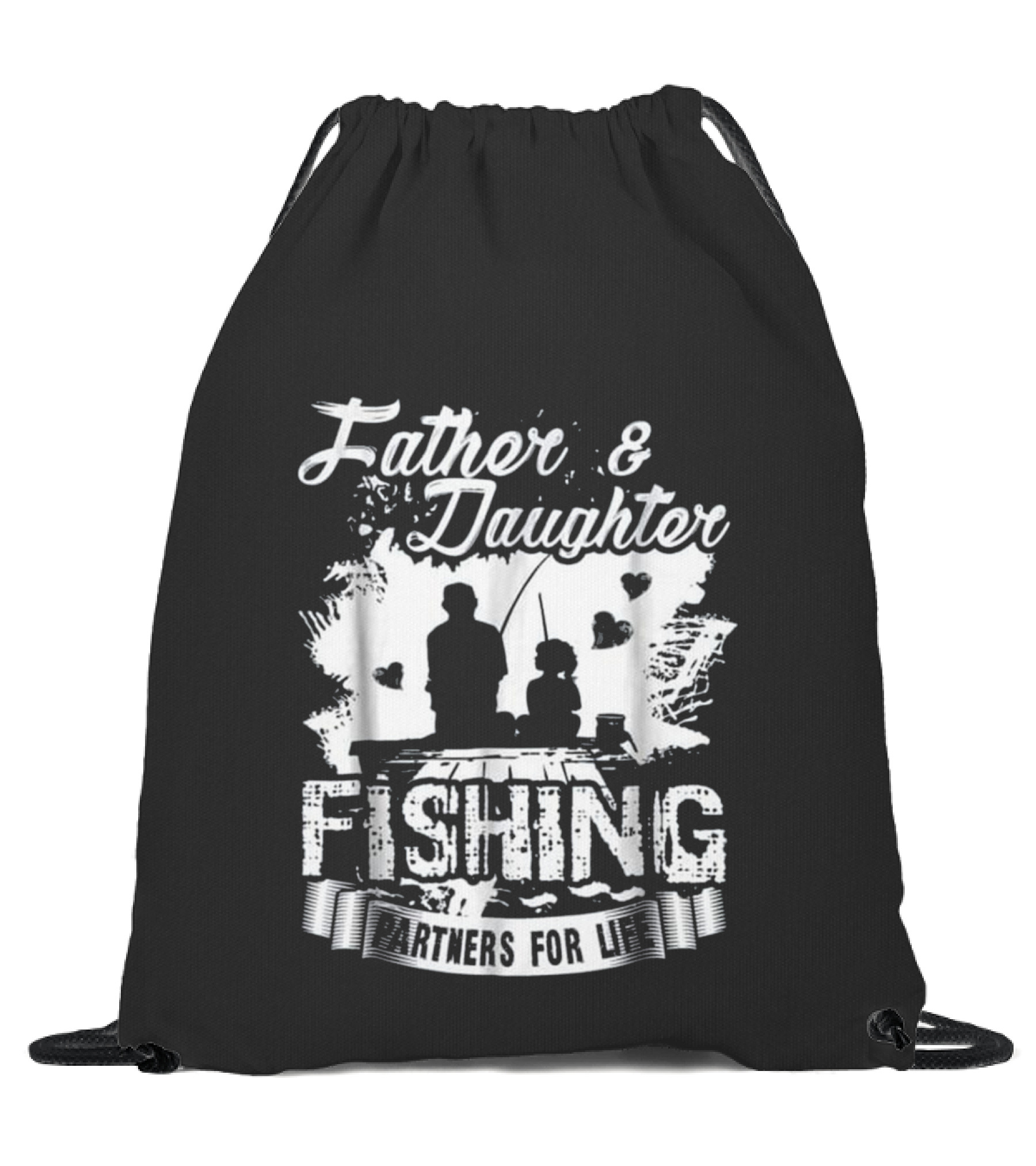 Father Daughter Fishing Partners For L Drawstring Bag