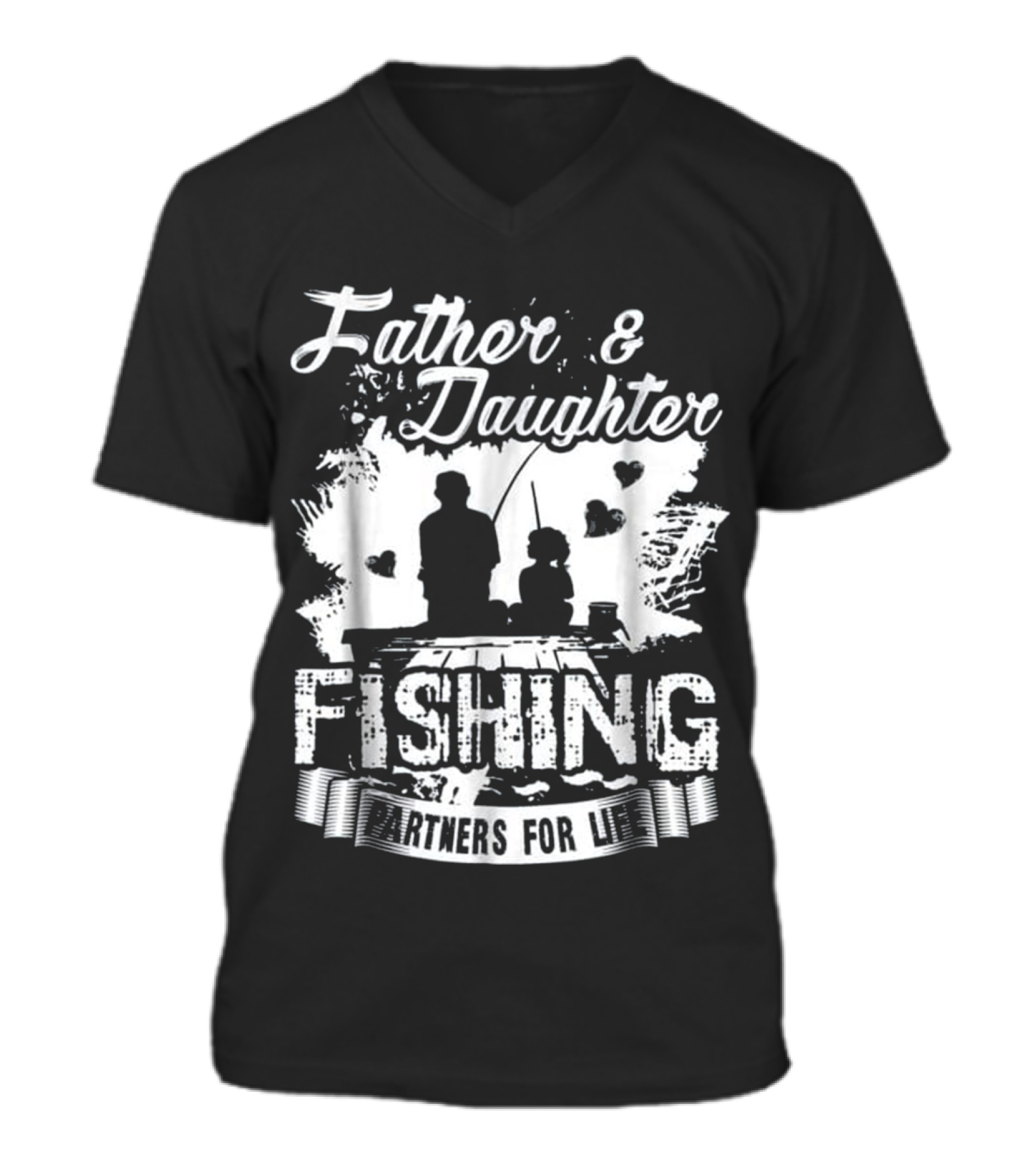Father Daughter Fishing P...V-Neck Unisex T-Shirt 