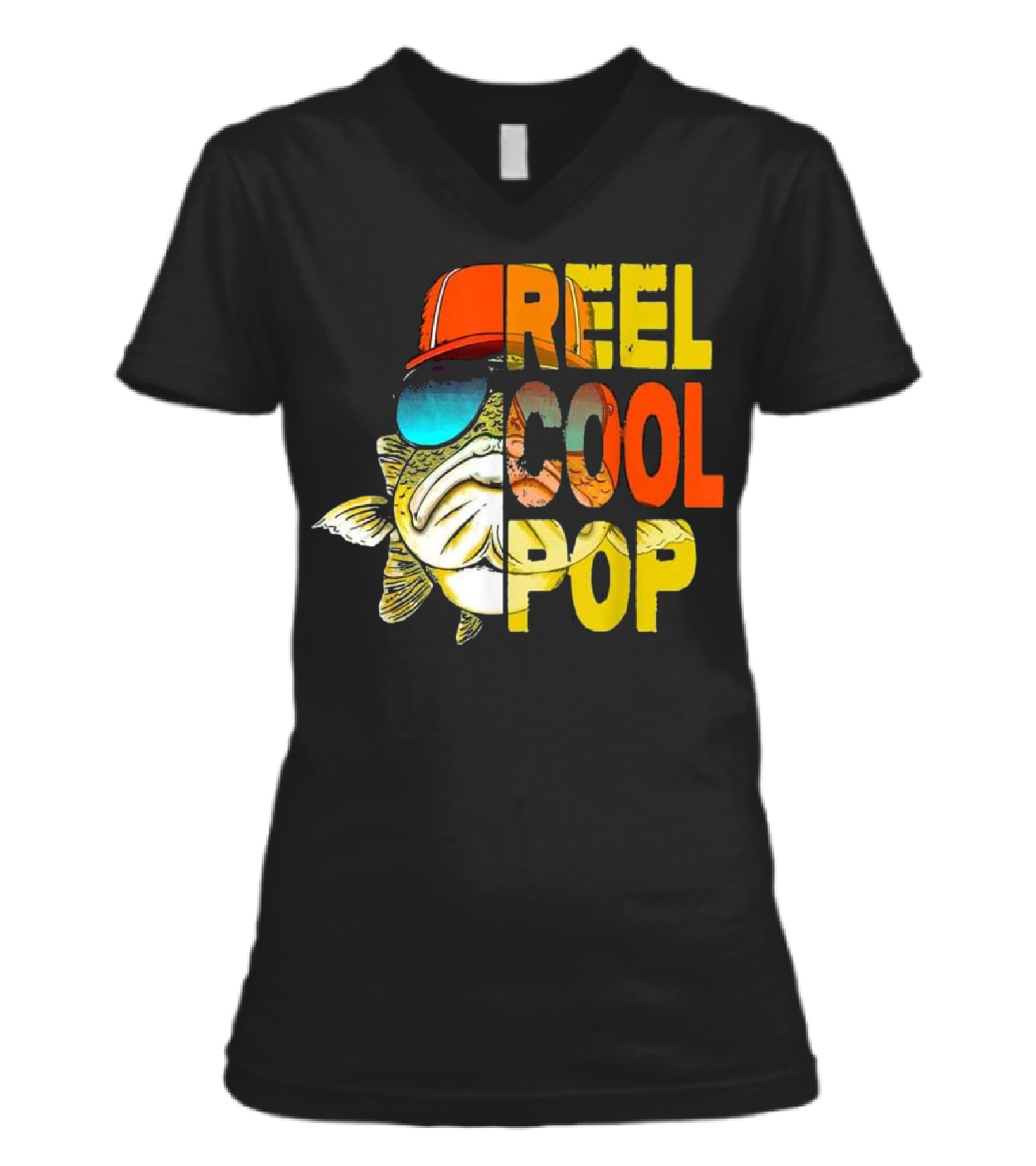 Father's Day - Fishing Reel Cool Pop V-Neck Womens T-Shirt