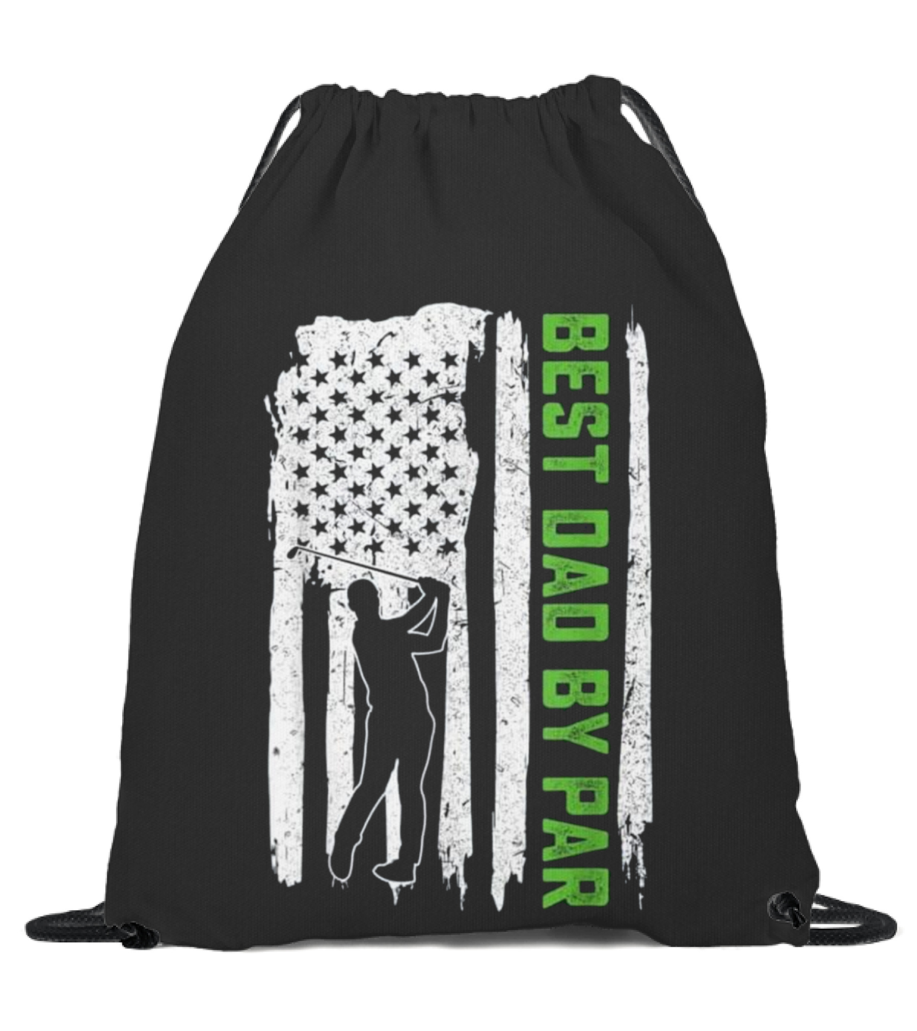 Father's Day Best Dad By Par American Flag Drawstring Bag