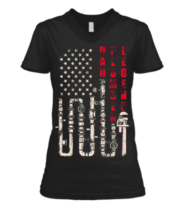 Father's Day Dad Plumber ...V-Neck Womens T-Shirt Father's Day Dad Plumber ...V-Neck Womens T-Shirt