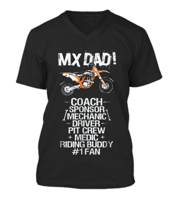 Father's Day MX Dad Coach Mechanic Buddy V-Neck Unisex T-Shirt Father's Day MX Dad Coach Mechanic Buddy V-Neck Unisex T-Shirt