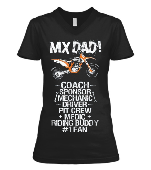 Father's Day MX Dad Coach...V-Neck Womens T-Shirt Father's Day MX Dad Coach...V-Neck Womens T-Shirt