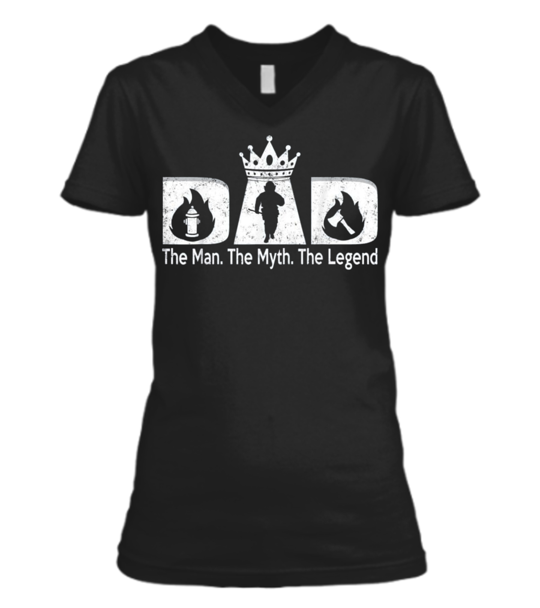 Father's Day For Men Firefighter Dad V-Neck Womens T-Shirt