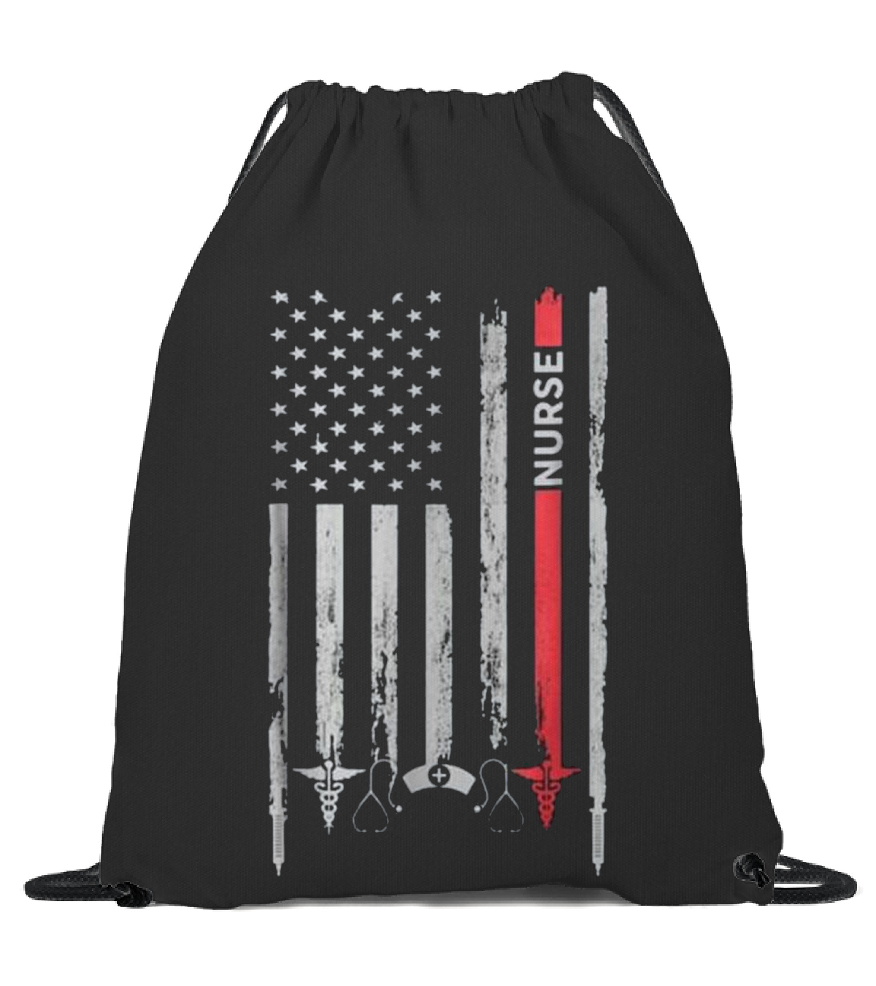 Nurse American Flag T Gif...Drawstring Bag 