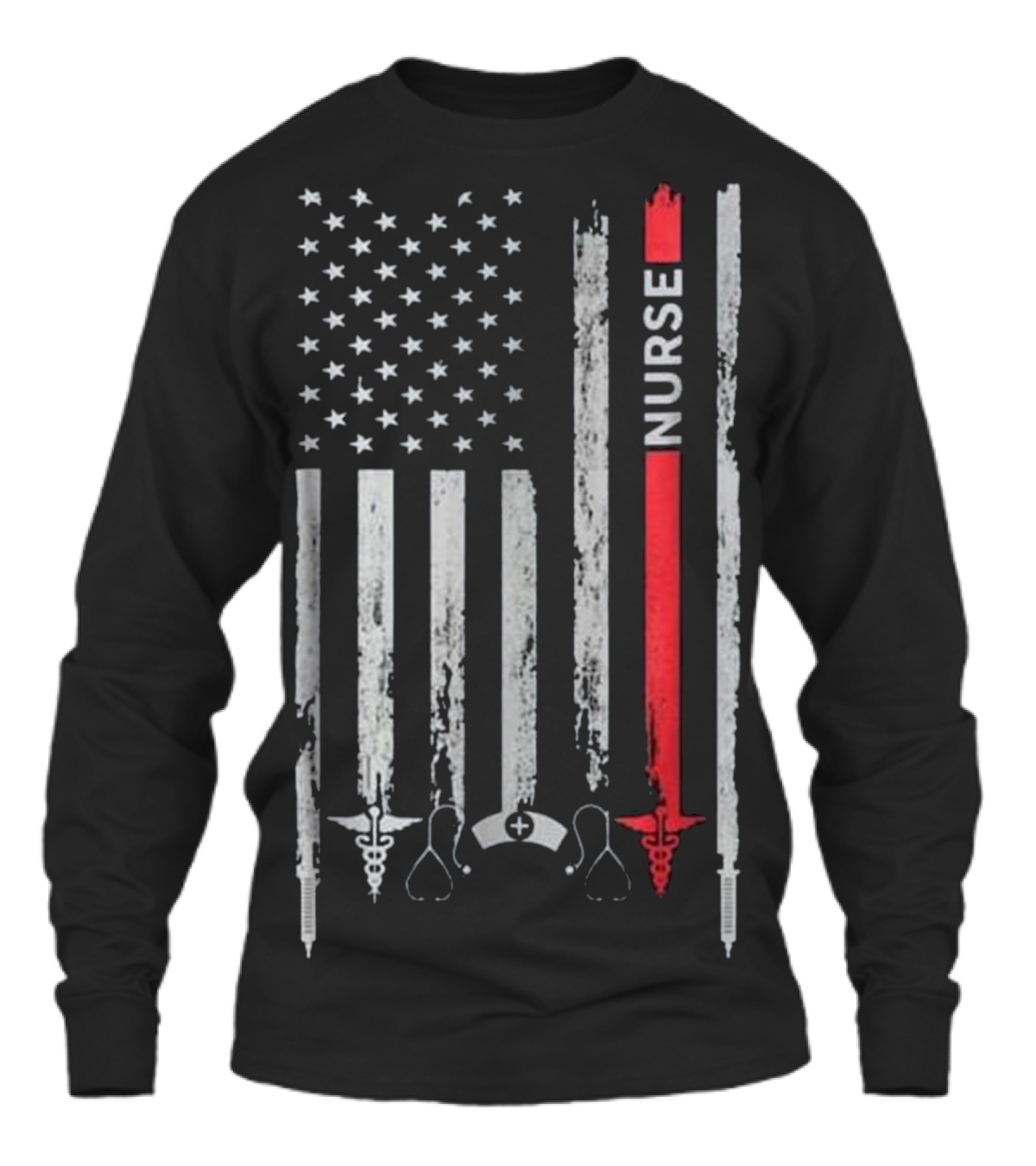 Nurse American Flag T Gift for Unisex Long Sleeve