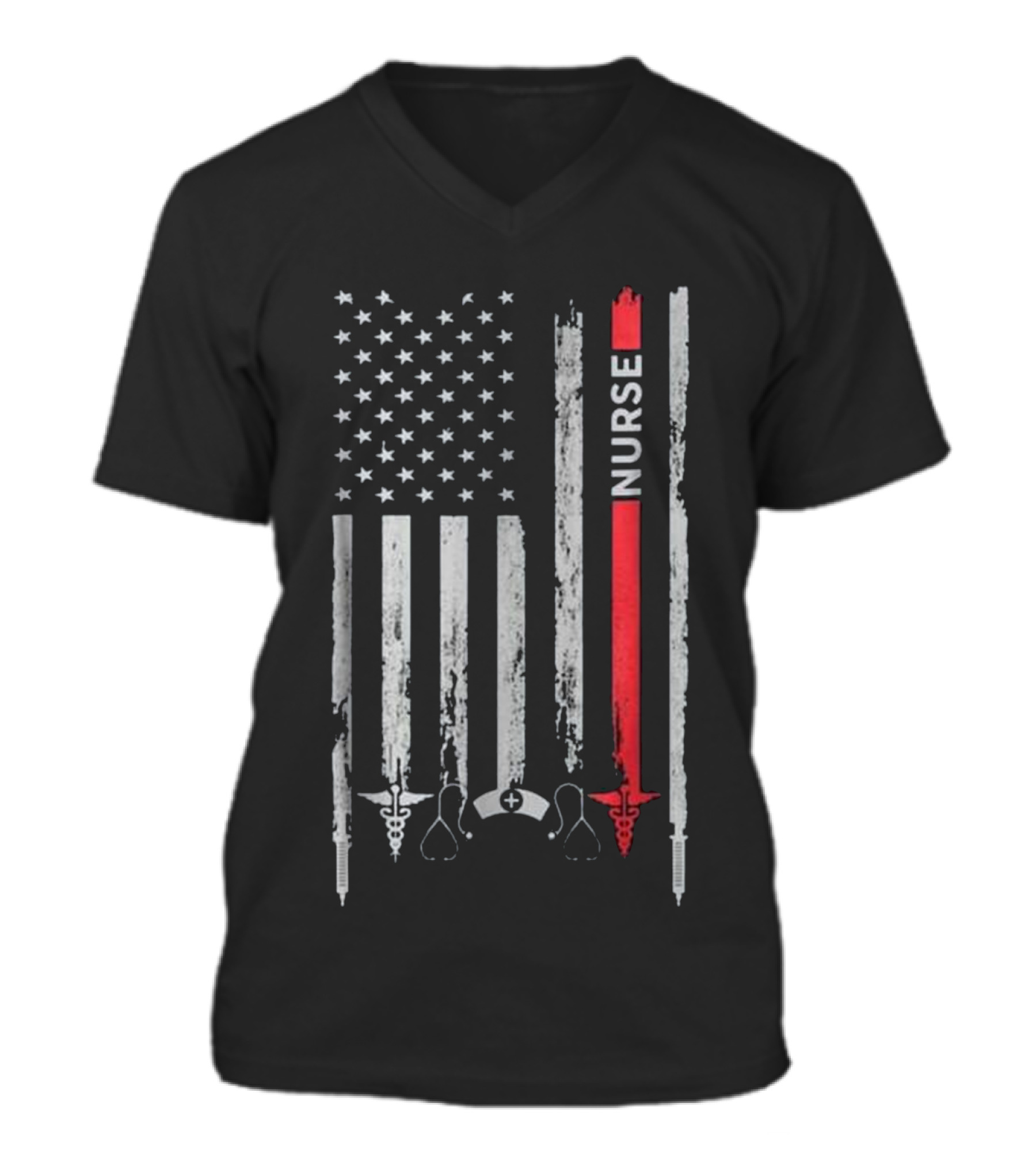 Nurse American Flag T Gift for V-Neck Unisex T-Shirt