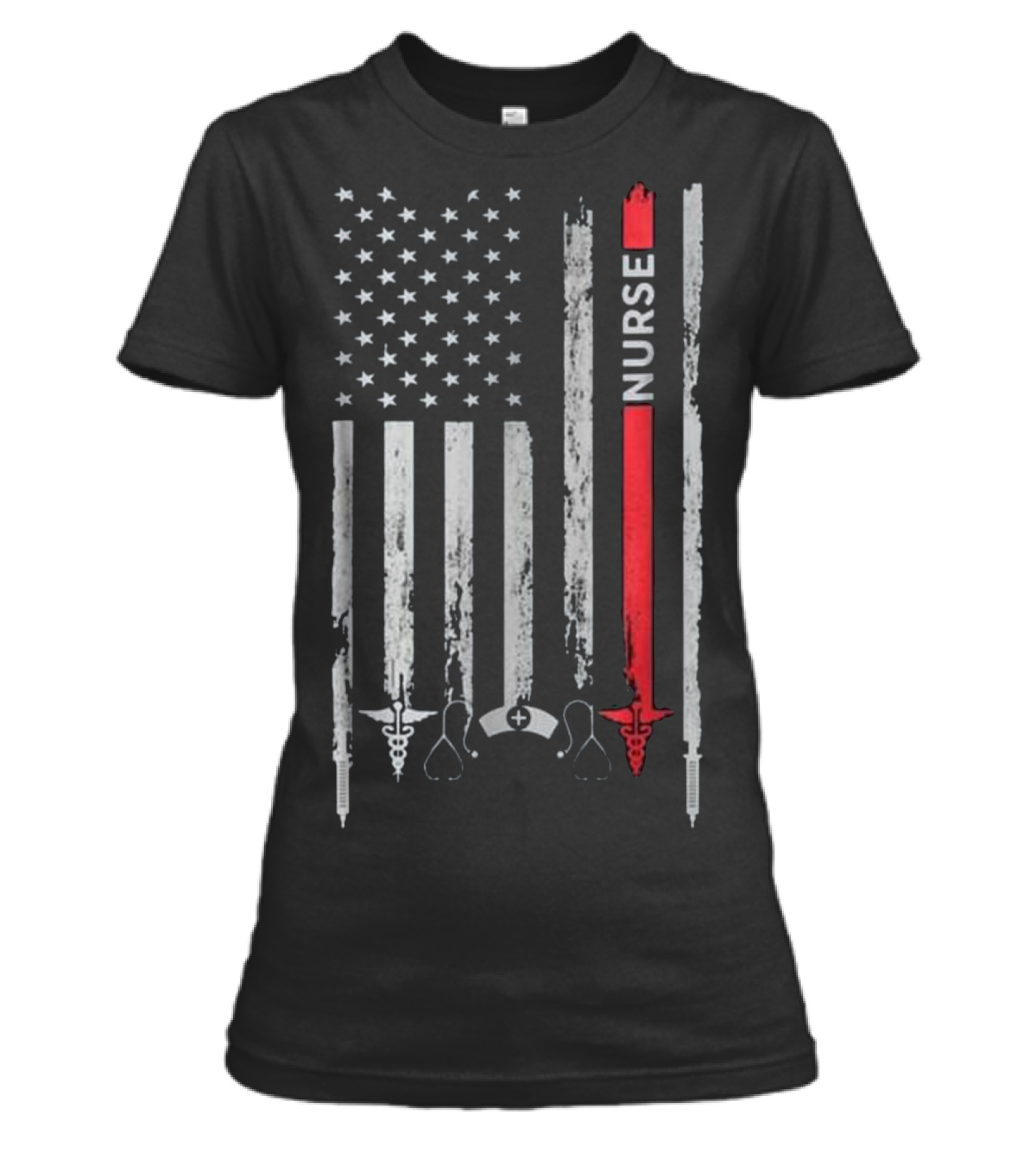 Nurse American Flag T Gift for Womens T-Shirt