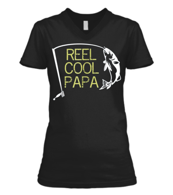 Father's Day Gift Fishing Reel Cool Pap V-Neck Womens T-Shirt Father's Day Gift Fishing Reel Cool Pap V-Neck Womens T-Shirt