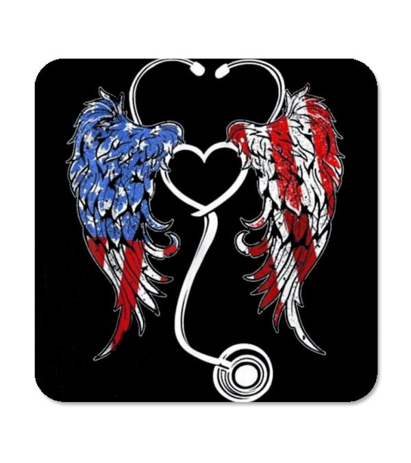 Nurse Angel Wings Patriotic For The 4 Coaster Nurse Angel Wings Patriotic For The 4 Coaster