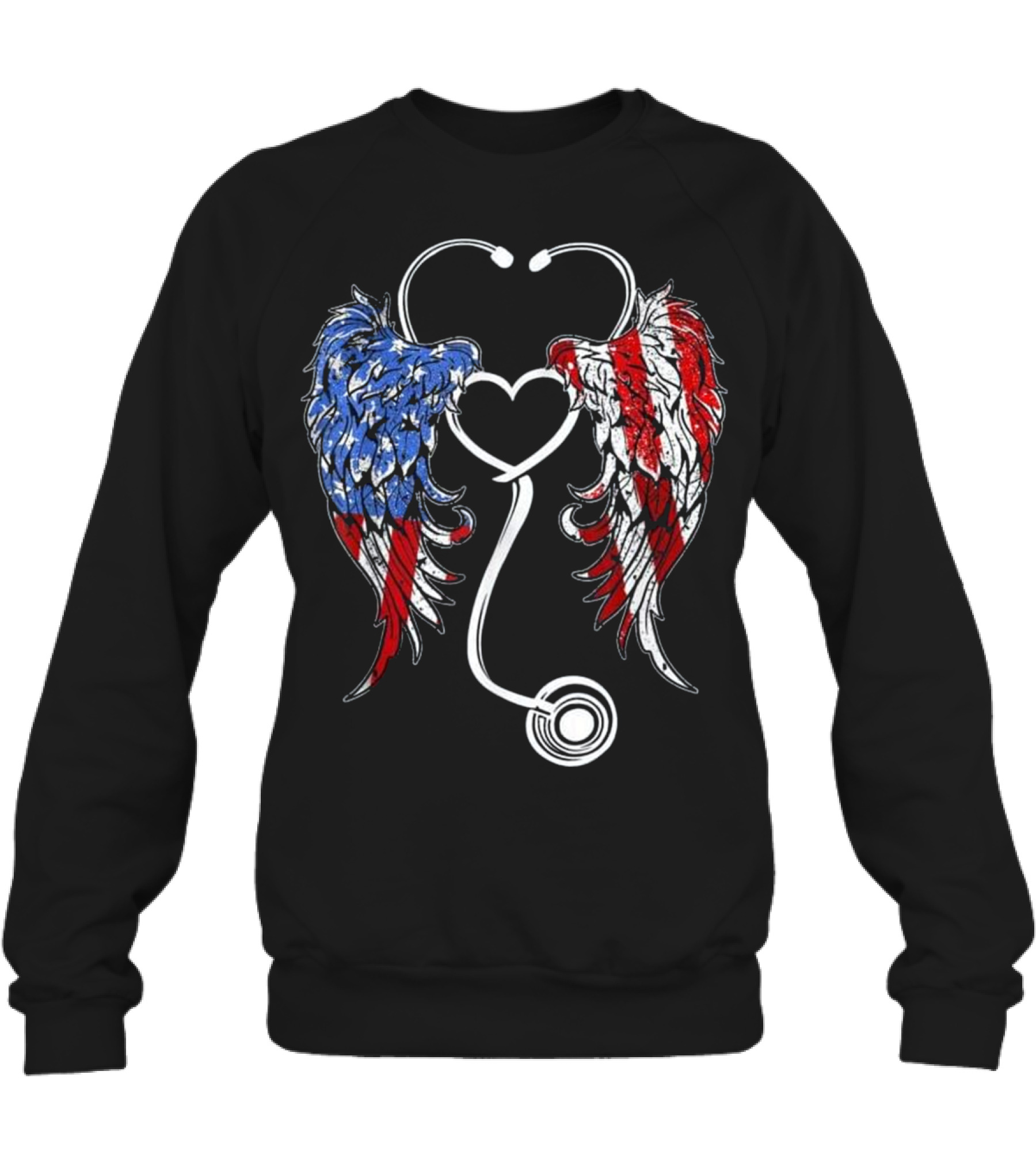 Nurse Angel Wings Patriot...Crewneck Sweatshirt 