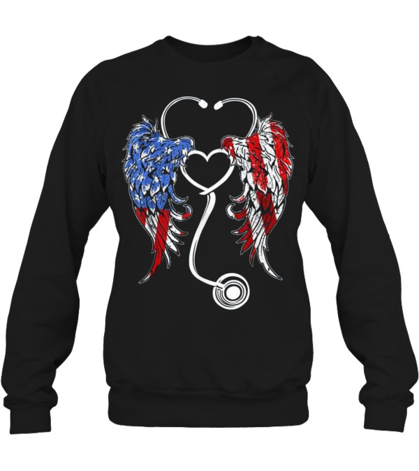 Nurse Angel Wings Patriot...Crewneck Sweatshirt Nurse Angel Wings Patriot...Crewneck Sweatshirt