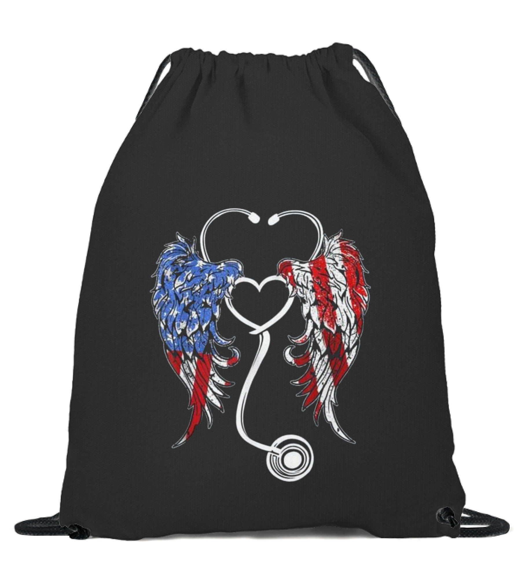 Nurse Angel Wings Patriot...Drawstring Bag 