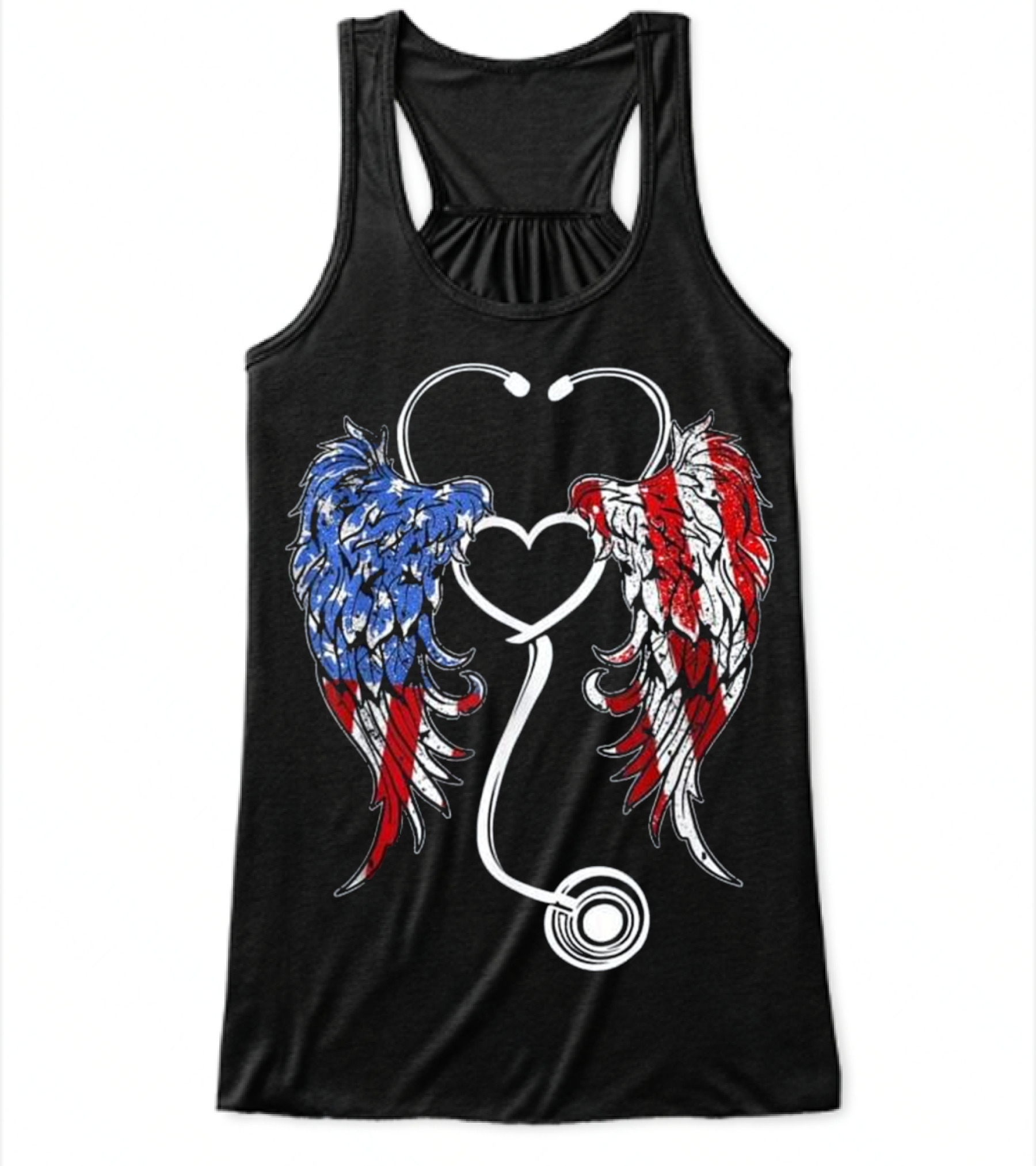 Nurse Angel Wings Patriotic For The 4 Flowy Tank Top