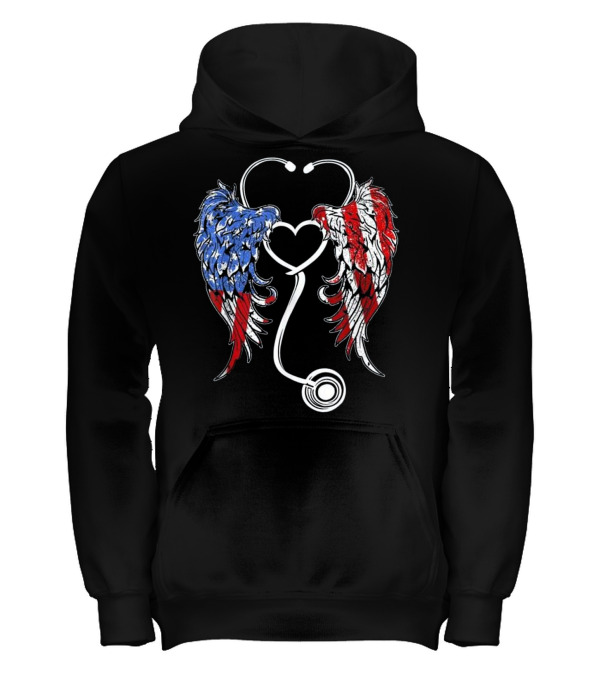 Nurse Angel Wings Patriotic For The 4 Kids Hoodie Nurse Angel Wings Patriotic For The 4 Kids Hoodie