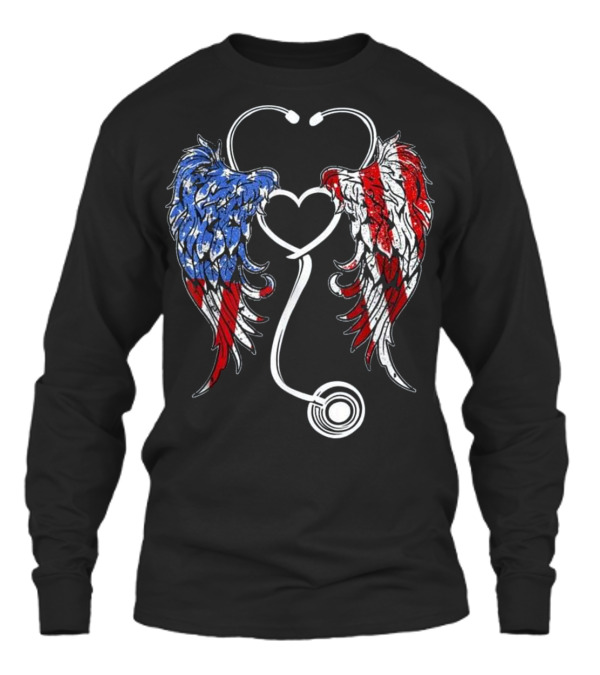 Nurse Angel Wings Patriotic For The 4 Unisex Long Sleeve Nurse Angel Wings Patriotic For The 4 Unisex Long Sleeve